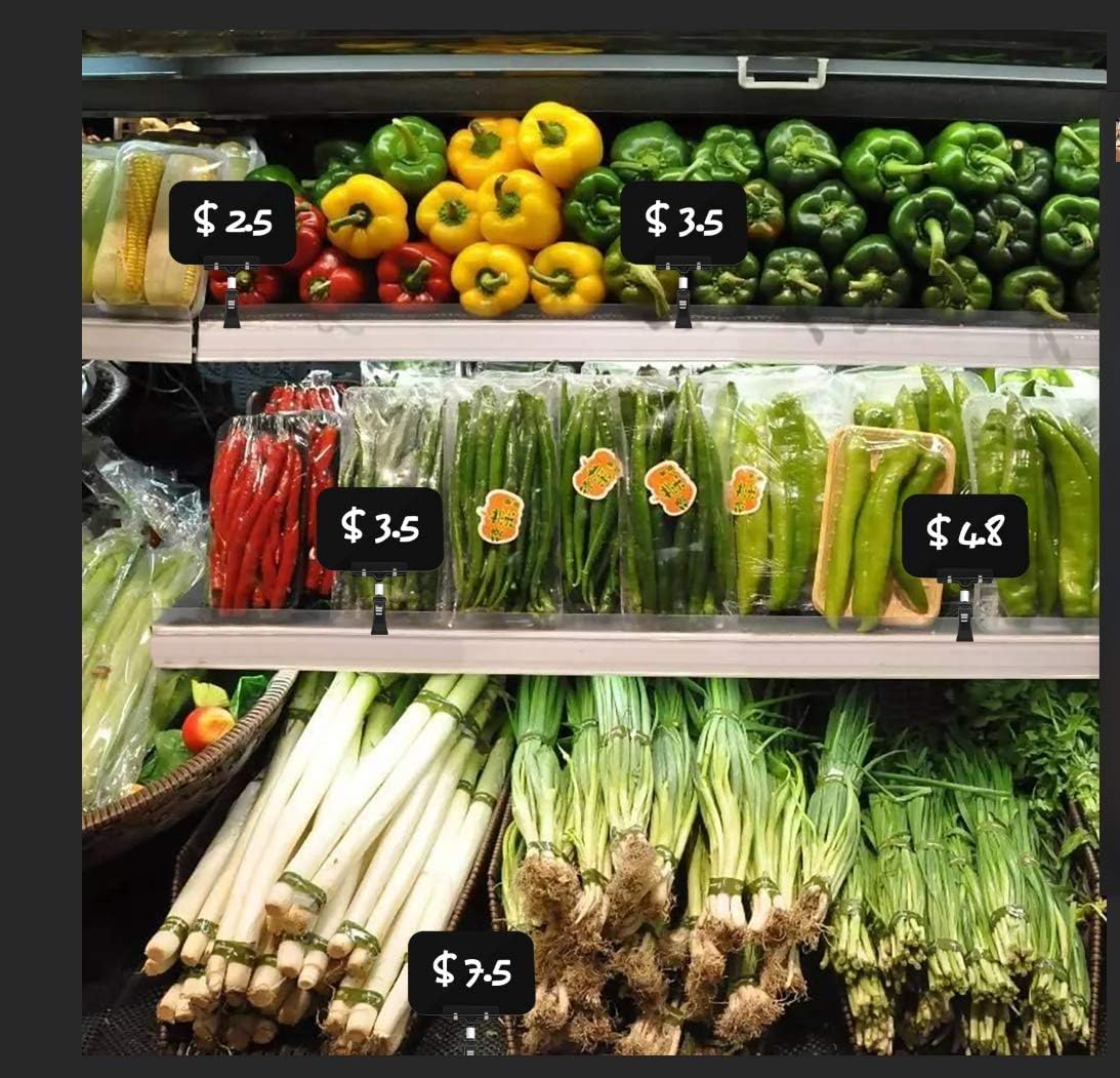 6 Pcs Plastic Chalkboard Sign with Clips, Rectangle Double Sided Blackboard Clips, Message Board Food Labels for Party Farm Restaurant - Easy to Write and Wipe Out - for Liquid Chalk Markers