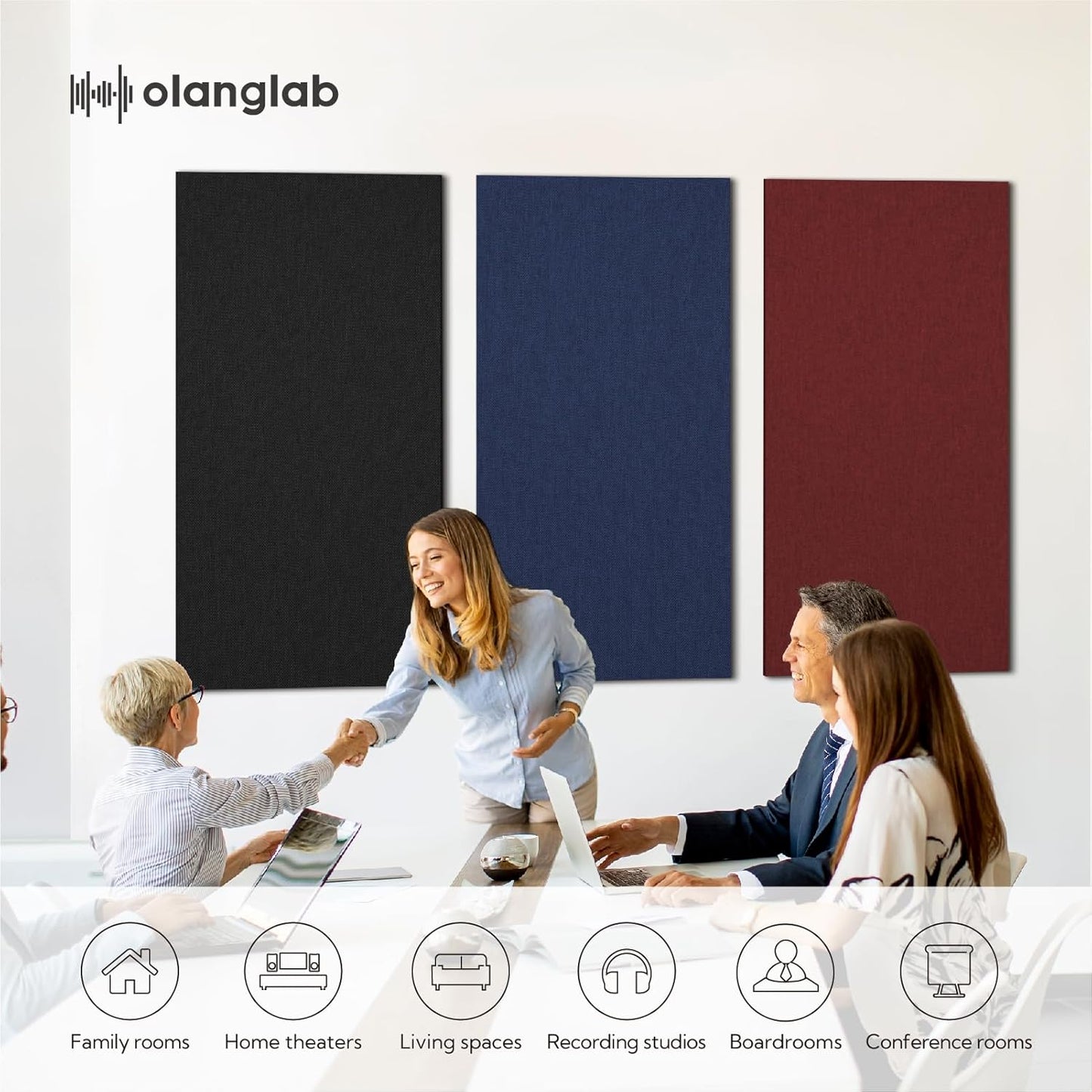 Olanglab Acoustic Panels 2 Pack, 48''x24'' Large Sound Panels, Fabric Wrapped Sound Proof Foam Panels for Walls, Sound Absorbing Panels for Recording Studio Acoustical Treatments (Navy)