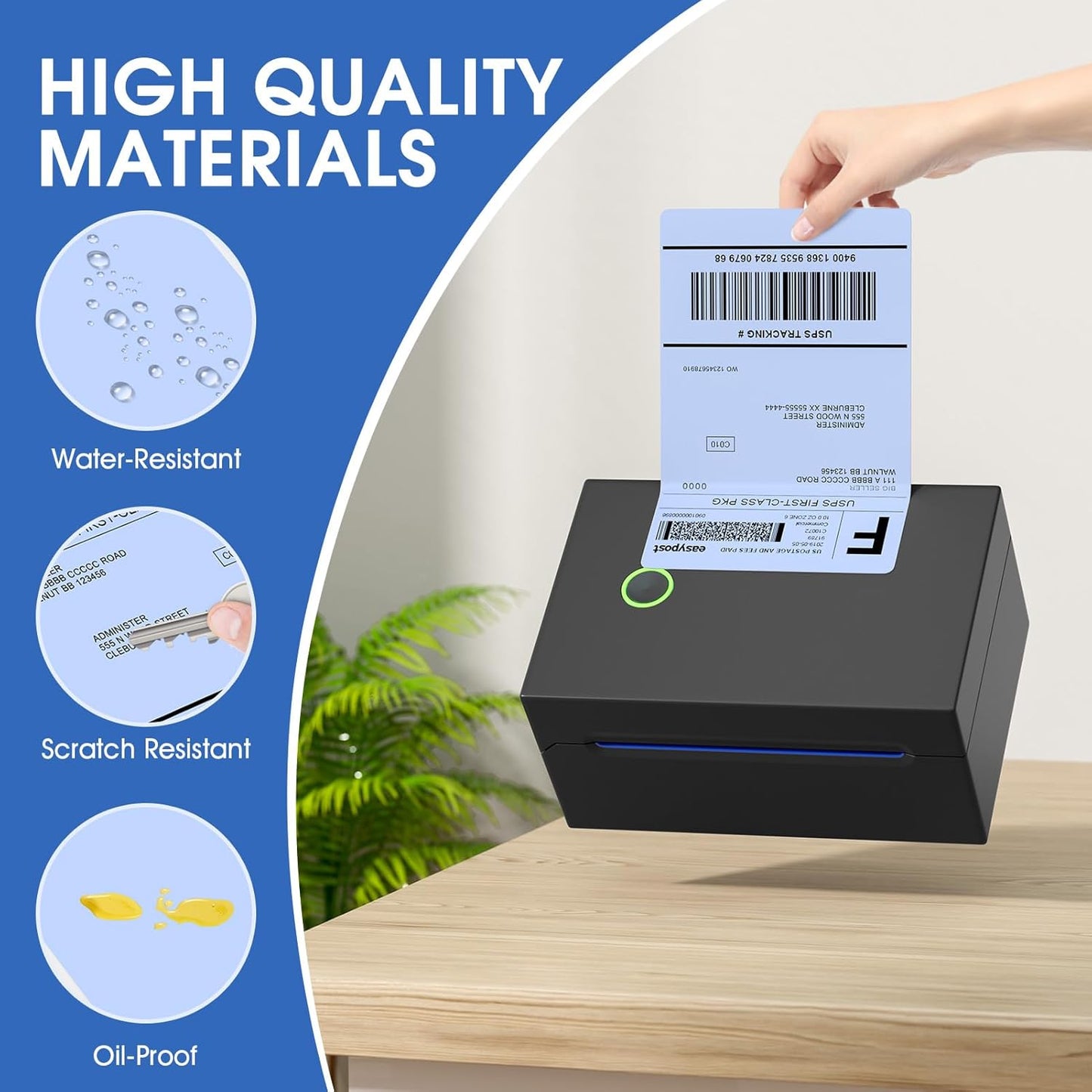 MaxGear 4" x 6" Direct Thermal Labels, 500 Fanfold Shipping Package Labels, Perforated White, Commercial Grade, Permanent Adhesive, Compatible with Most Thermal Printers, Blue