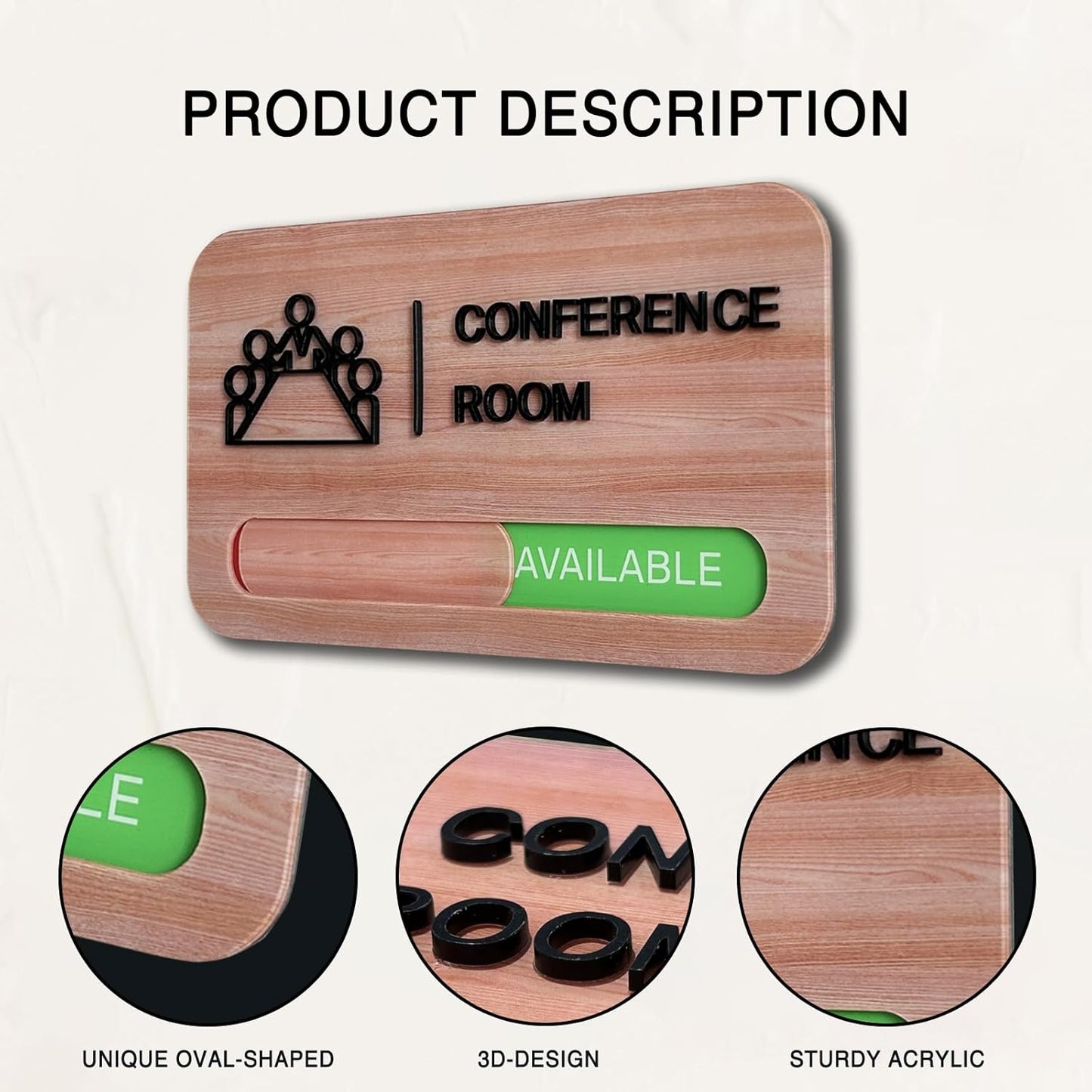 Conference Room Door Signs,Meeting In Progress Sign,Sturdy Acrylic,8.8 * 5.1 inch,Signs for Office, In use/Available Office Door Sign