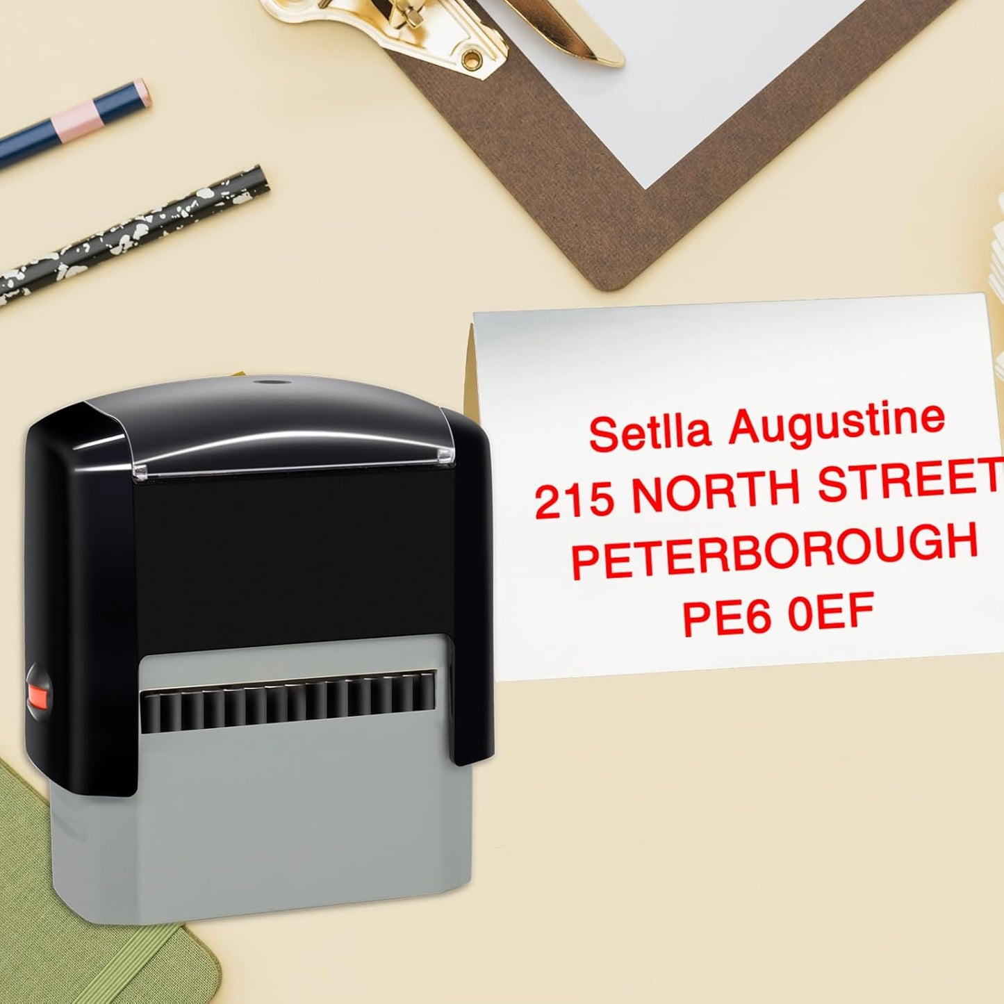 Personalized Stamp Custom Self-Inking Rubber Stamps for Business Customized Return Address with Name Date Up to 4 Lines-47x18mm