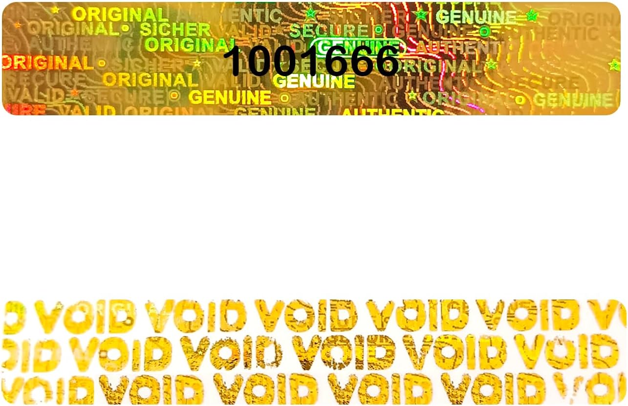 2x0.4inch Hologram Seal Sticker ，Tamper evident Holographic Label，Security Warranty Void Stickers with Serial Number（320pcs，Gold）…