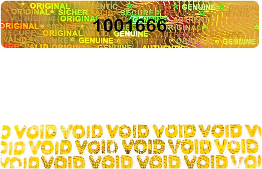 2x0.4inch Hologram Seal Sticker ，Tamper evident Holographic Label，Security Warranty Void Stickers with Serial Number（320pcs，Gold）…