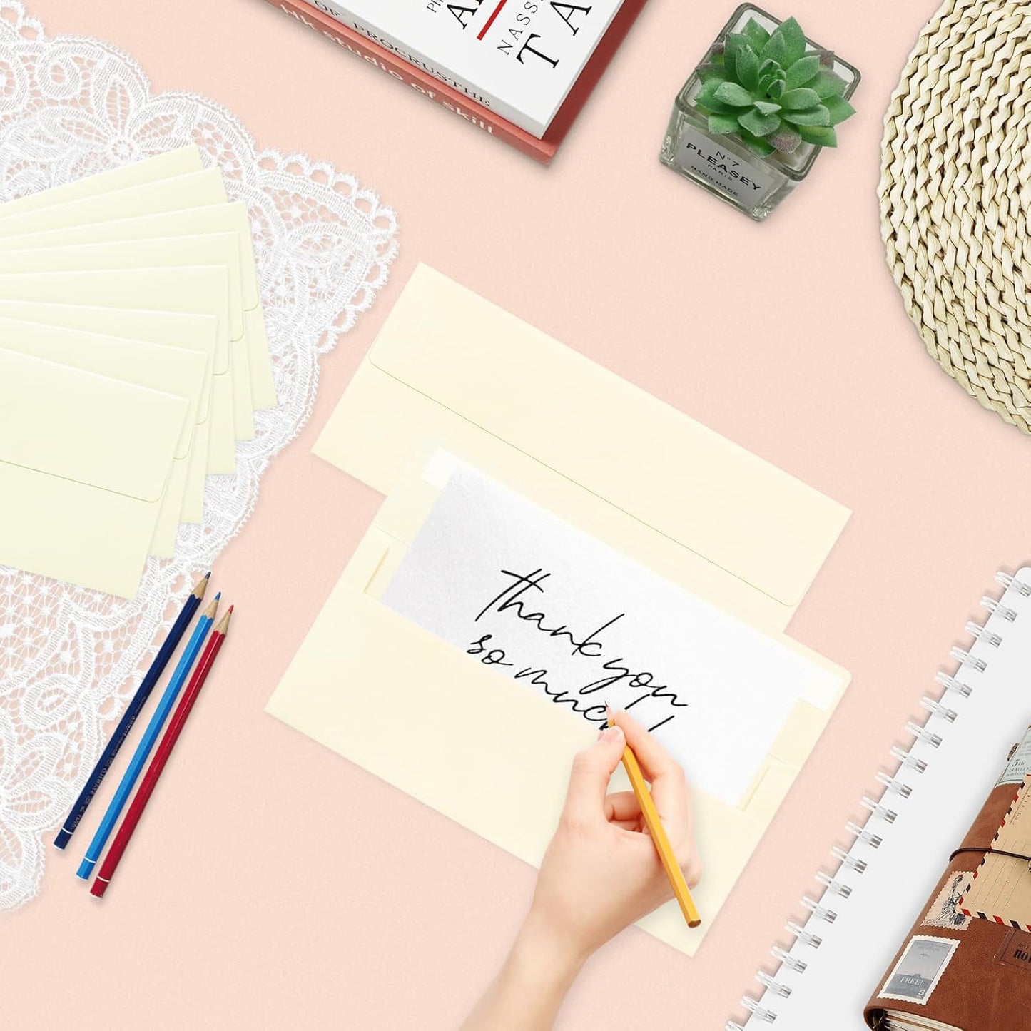 50 Pack #10 Business Envelopes, Ivory Standard Envelopes Self Seal, Letter Size Business Mailing Envelopes for Checks Letters Invoices Statements Birthday Graduation Wedding, 4 1/8 x 9 1/2 Inch