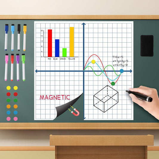 Magnetic XY Coordinate Dry Erase Grid, 35" x 35" Inches, Dry Erase Graph Board, Magnetic Coordinate Plane for White Board, Teacher Math Classroom Must Haves, School Classroom Office Supplies