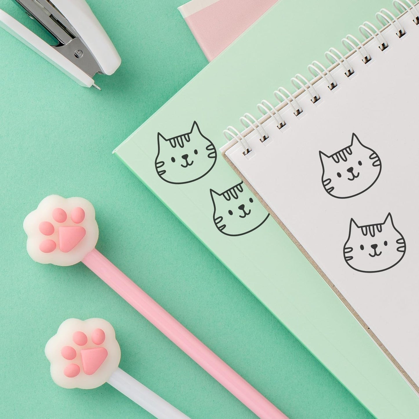 Kitty Cat Stamp / 2000 Plus Self Inking Feline Teacher Reward Stamper / 9/16" Small Black Imprint Kitten Meow Pet Stamp