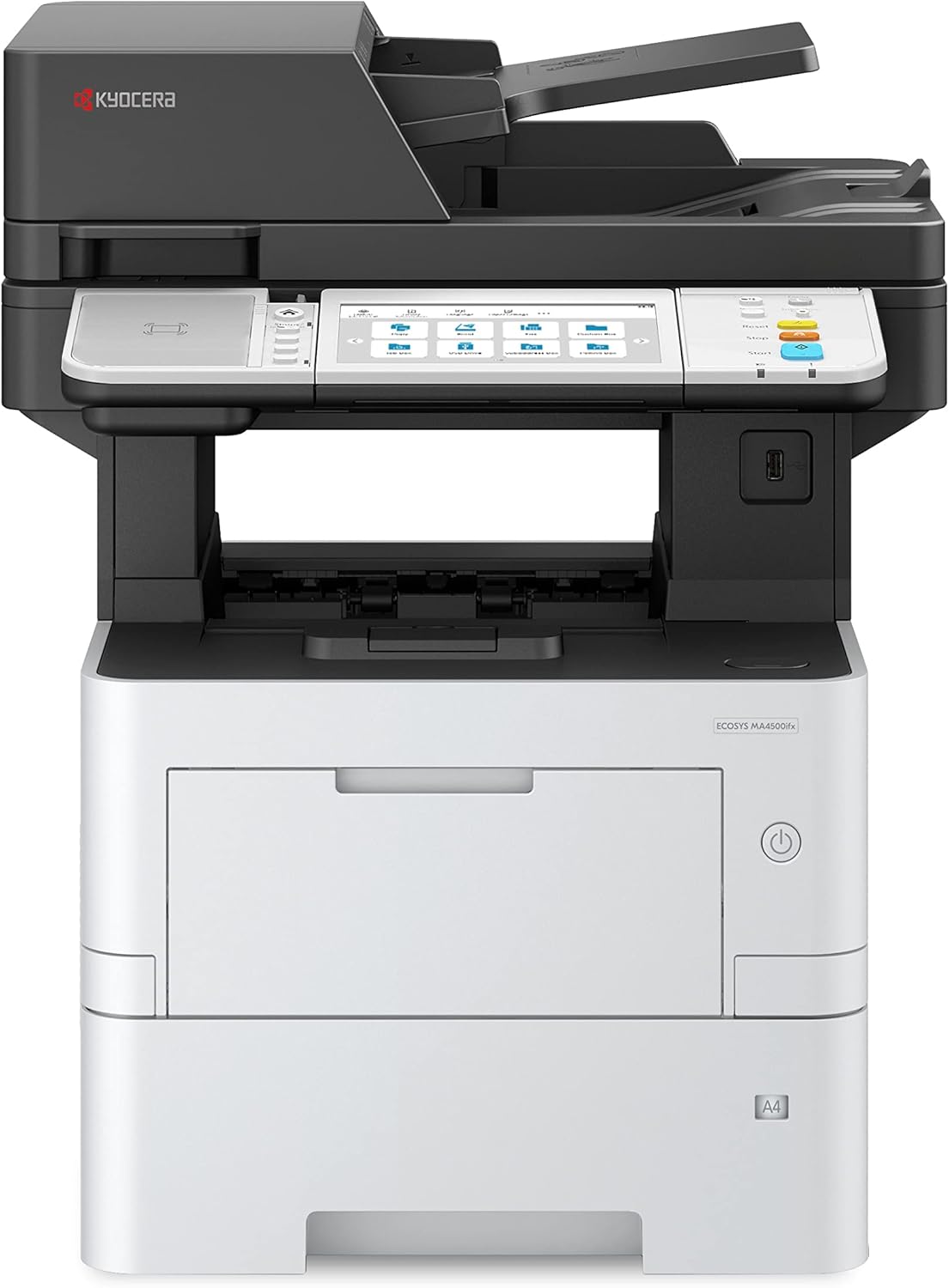 KYOCERA ECOSYS MA4500ifx All-in-One Monochrome Laser Printer (Print/Copy/Scan/Fax), 47 ppm, Up to Fine 1200 dpi, Gigabit Ethernet HyPAS Capable, 7 inch Touchscreen Panel, 512 MB
