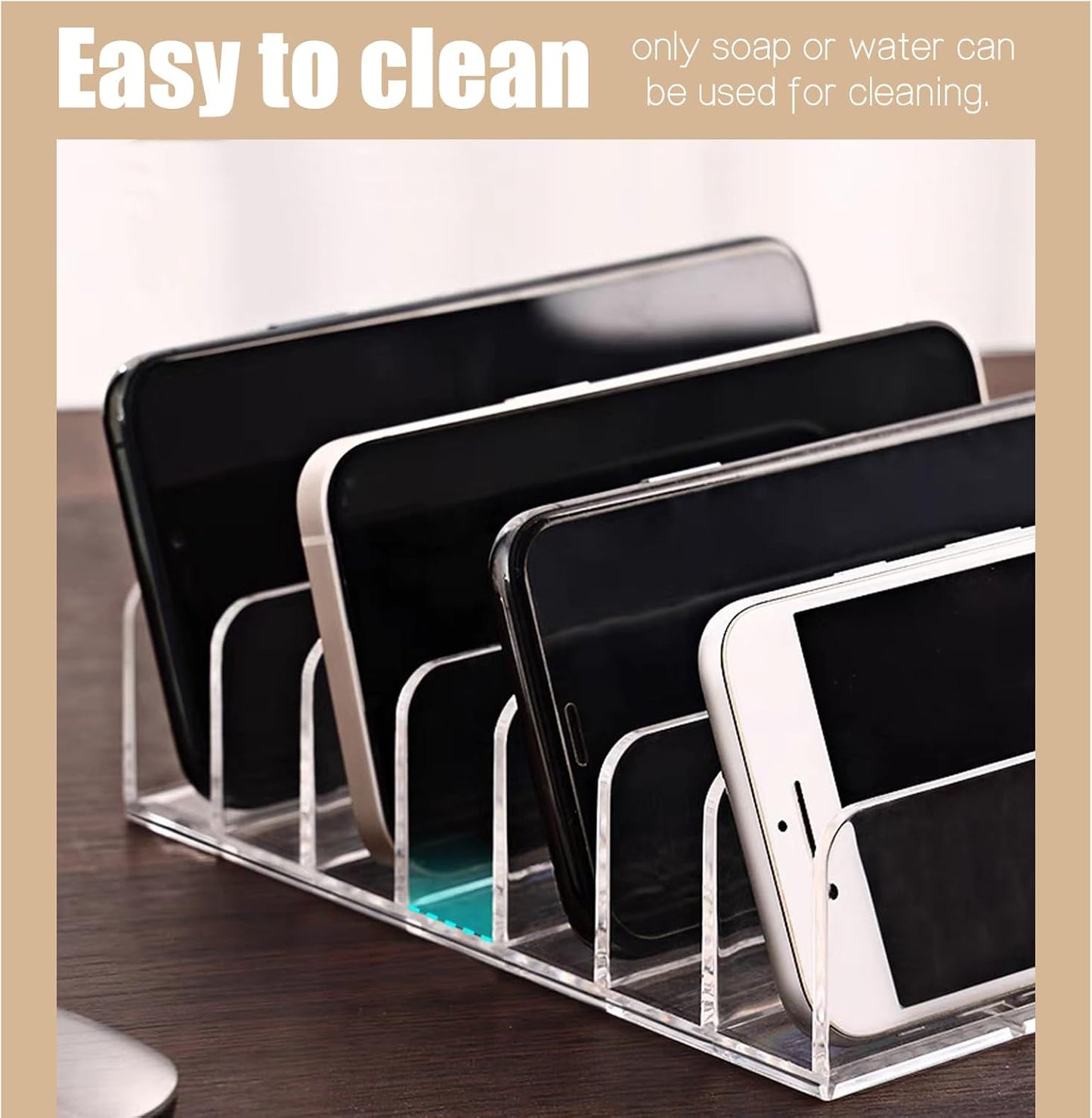 LUOKER Acrylic Mail Organizer - 2 Pcs CD Holder With 7 Compartments, 7 x 5 x 1.57 Transparent Countertop Envelope Organizer for Office, Home Desk