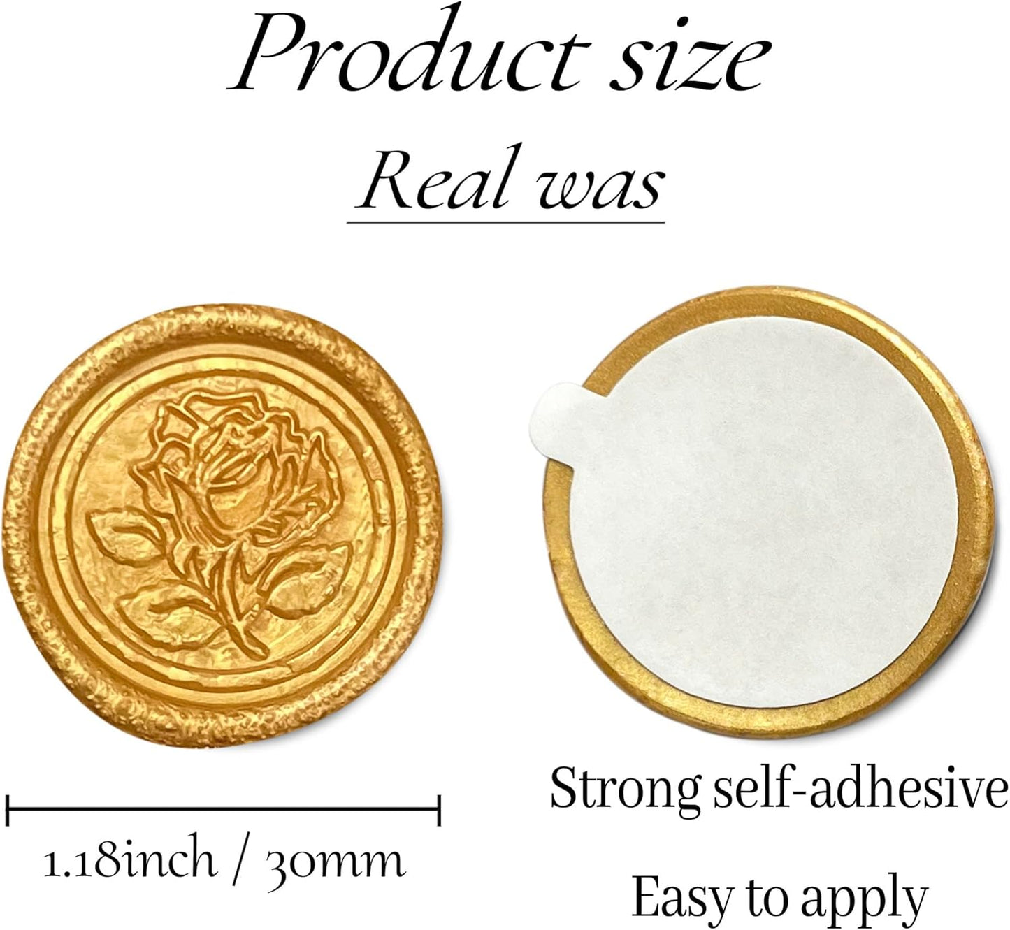 50Pcs Wax Seal Stickers Handmade Envelope Seals Self Adhesive Wax Stickers for Wedding Party Invitations, Envelope, Gift Wrap, Christmas(Rose Style, Gold)