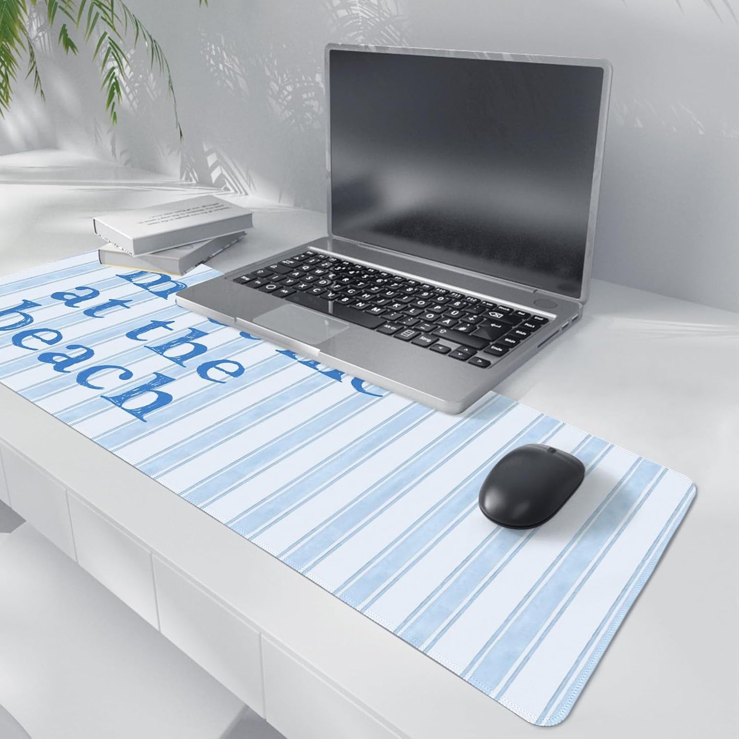Blue Ocean Beach Room Mouse Pad,Light Blue Coastal Room Decor Mouse Pad,XL Large Ocean Desk Mat,Girly Summer Beachy Gaming Pads,Meet Me at The Beach Desktop Decor Art,31.5x11.8 Inch