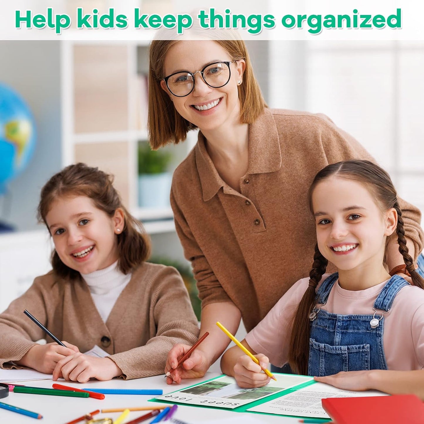 Henoyso 72 Pcs Plastic Take Home Folders with 2 Pockets Parent Teacher Classroom Communication Homework Folder for Students Parent Teacher Connect (Green)