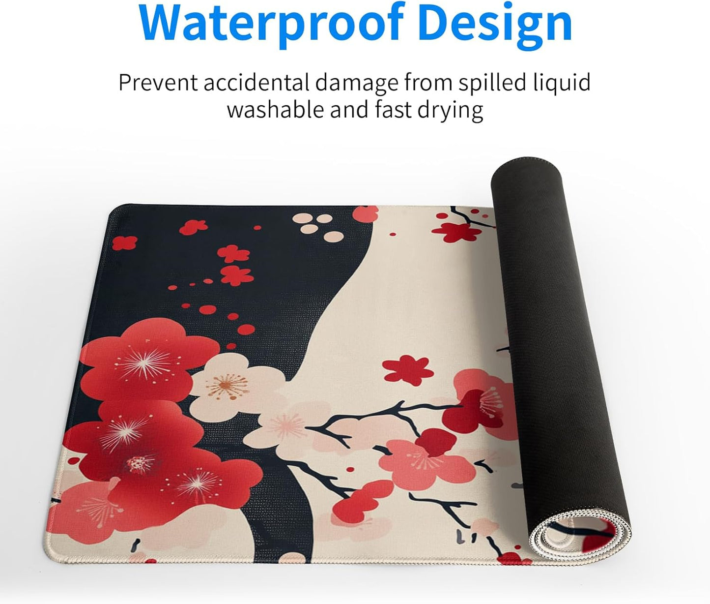 Desk Mat, Anime Desk Pad Mat, Desk Matt for Desktop, XL Large Mouse Pad for Desk, Anti-Slip Big Mousepad with Stitched Edges, Keyboard Pad Mouse Mat for Gaming and Office (Cherry Blossom 5)