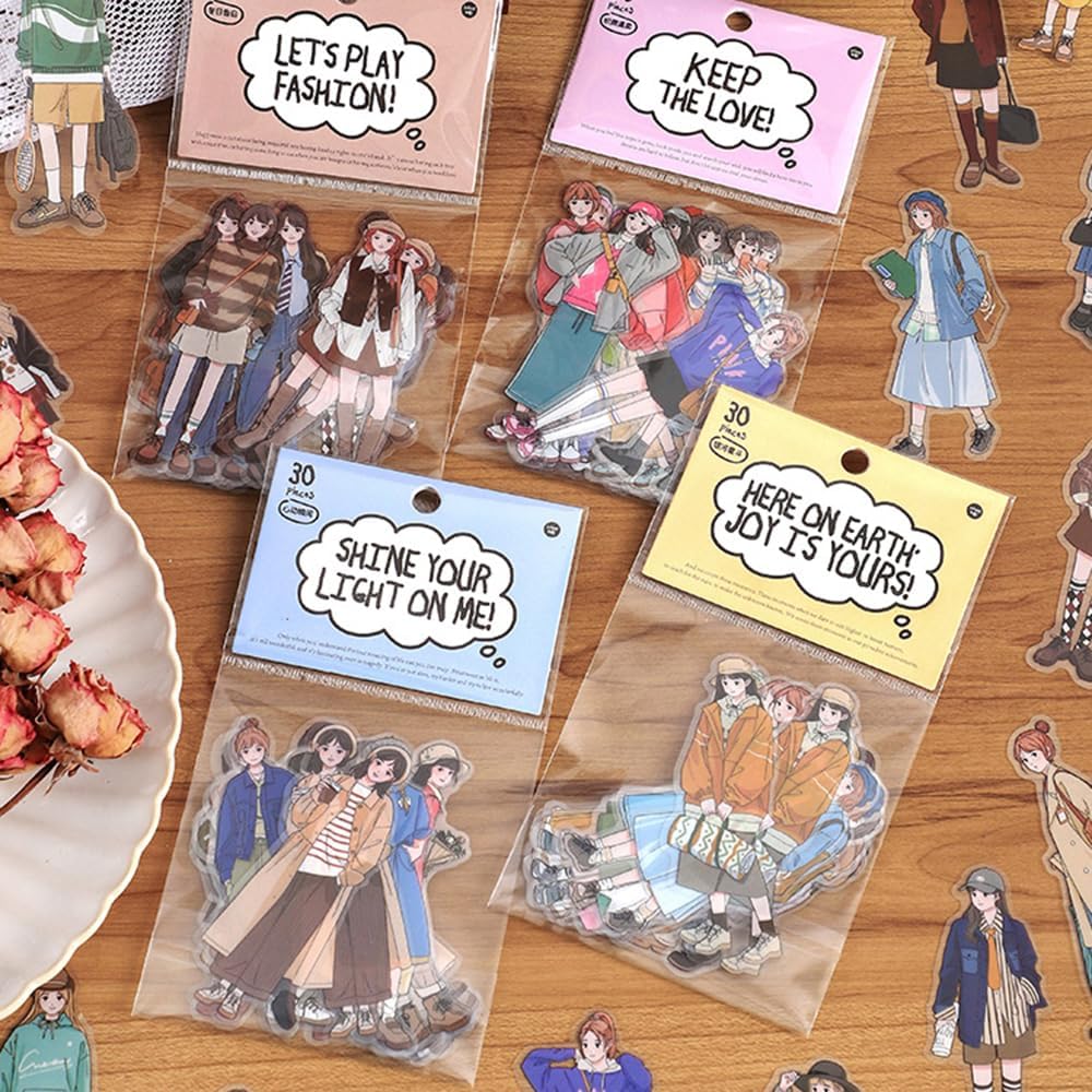 Alideco 120pcs Scrapbook Stickers Kawaii Fashion Girls People Journaling Scrapbooking Junk Journal Crafts Embelishment Decoration Diary Stickers (sijiyouni)