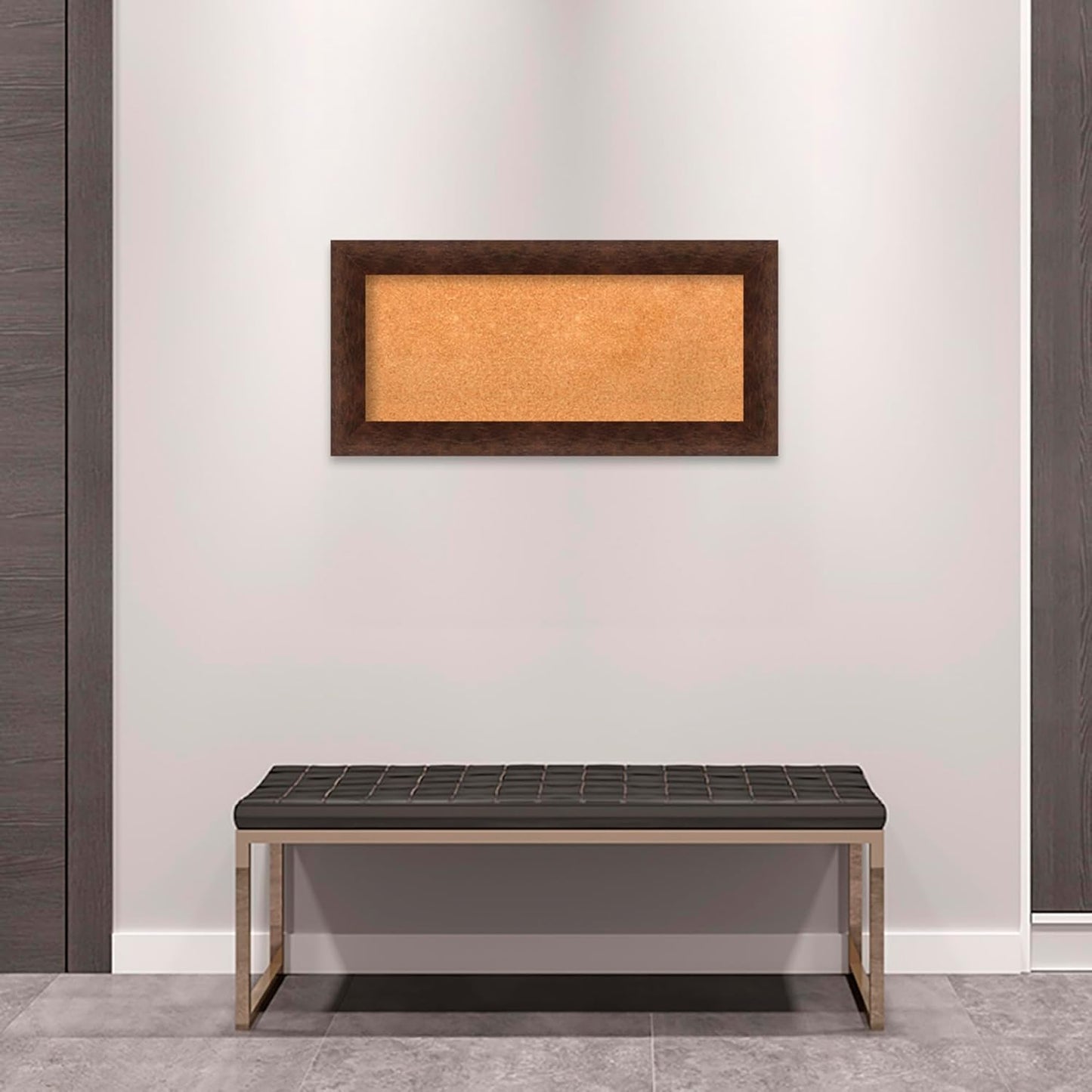 Amanti Art Natural Cork Board for Wall, 17x35 Vision Board with Brown Wood Frame, Medium Corkboard Office Decor for Home Organization, Casual Corkboard Pinboard to Display Items for Home Organization