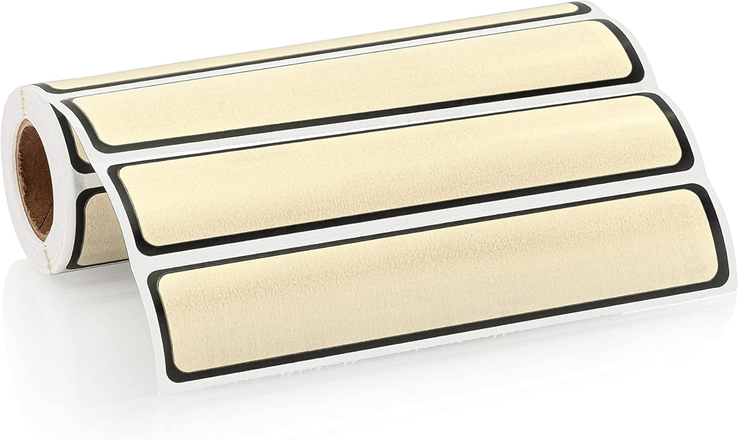 Carstens Adhesive Sticker Labels, 5 3/8” x 1”, Binder Labels for 1” Ring Binder Spines, Tan, Roll of 200