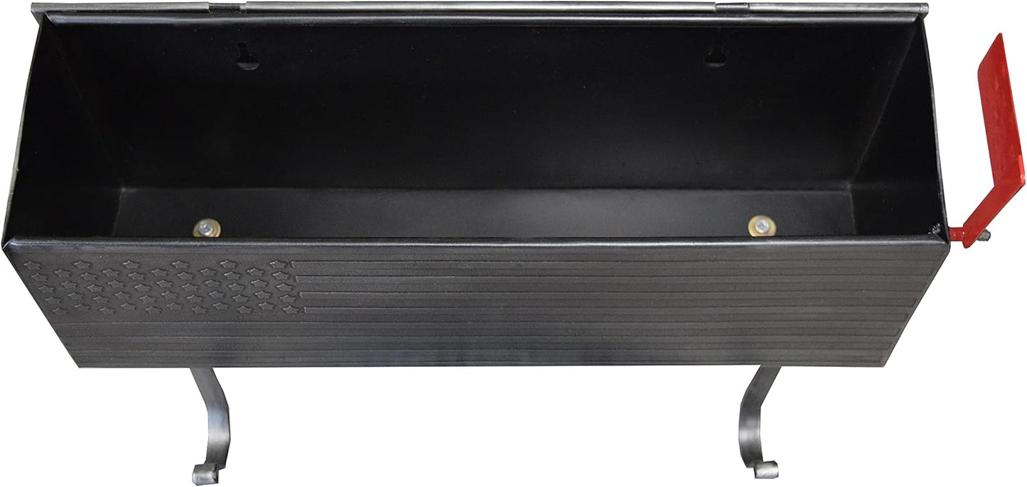 Oakland Living AZ620-SILVER Silver Patriotic Metal Outgoing Mail Flag and Newspaper Hangers Wall Mount Mailbox