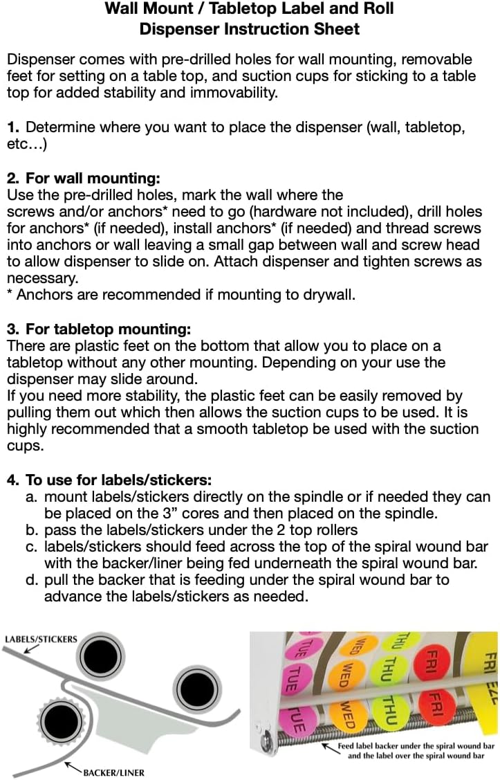 Wall Mount Label Dispenser (8-1/2") - Sticker Roll Dispenser - Table Top - Label Holder - Stamp Roll Dispenser - Sticker Stand - Thermal Label Holder - Heavy-Duty All Steel