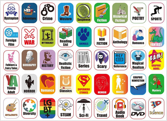 45 Genre Book Spine Labels for Library | Classroom Library Classification Stickers 450pcs