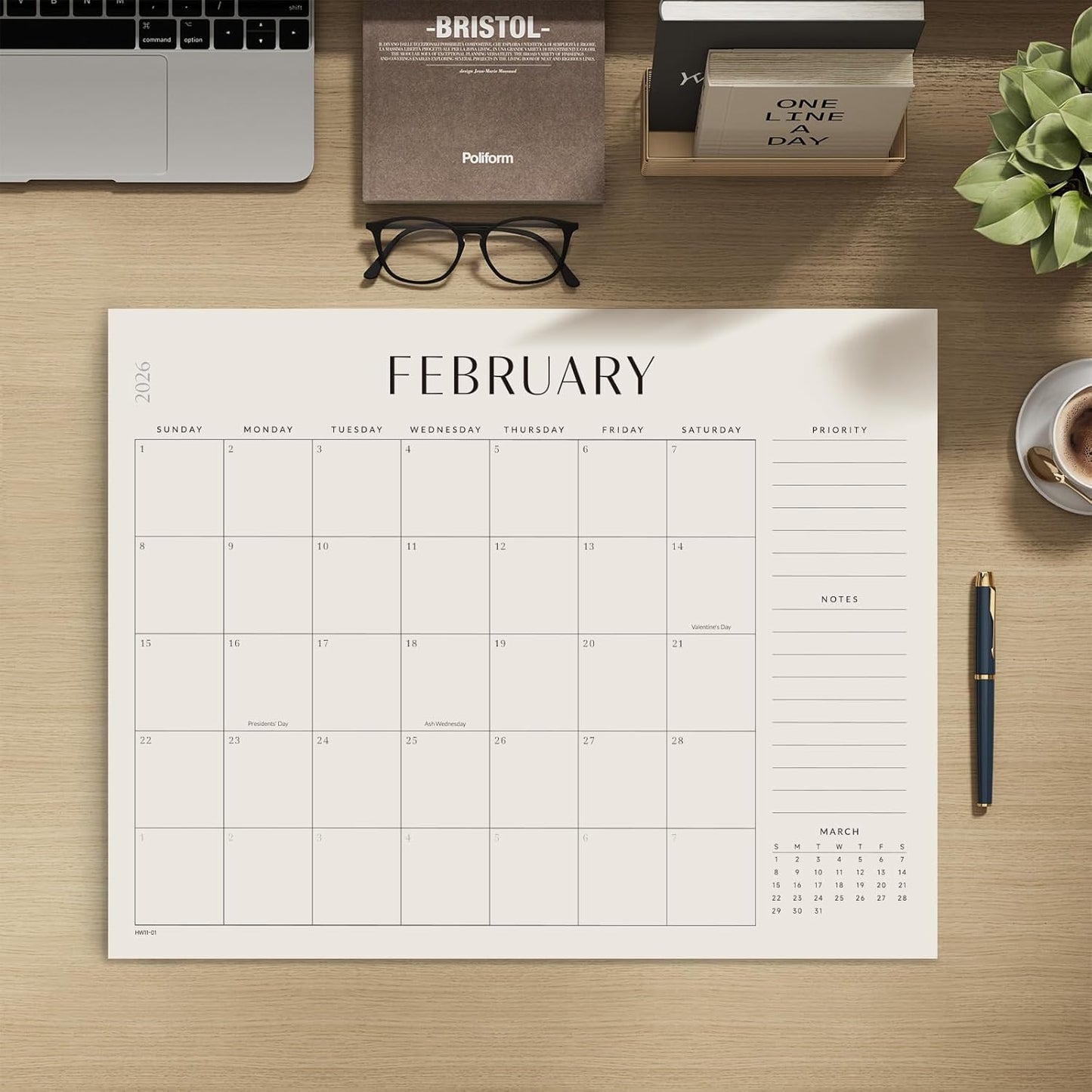 Jotsome Desk Calendar 2025-2026, Desk Pad Calendar From Now to December 2026 22x17 inch, Desk Blotter Calendar for Home and Office, Easy Planning