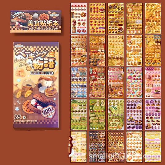 Alideco 25pcs Scrapbook Stickers Vintage Cute Cake Dessert Food Sticker Book for Adults Sticker journaling Stickers for Scrapbooking (hongbeiwuyu)