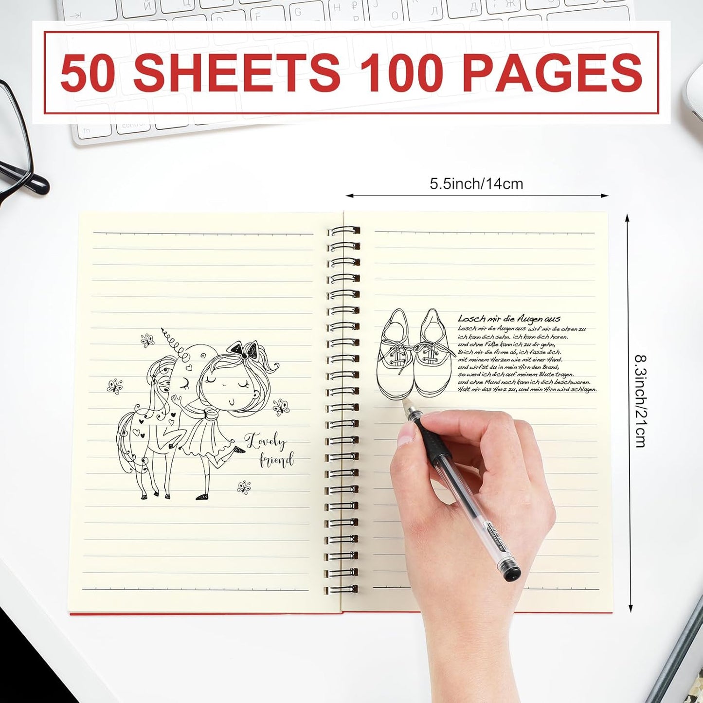 Yahenda Spiral Notebook Bulk A5 Journal Lined 8.3'' x 5.5'' Writing Composition Paper Small Notepad Subject Notebook for Students Office Business Back to School Supplies(Red,36 Pcs)