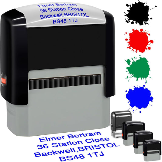 Personalized Stamp Custom Self-Inking Rubber Stamps for Business Customized Return Address with Name Date Up to 4 Lines-47x18mm