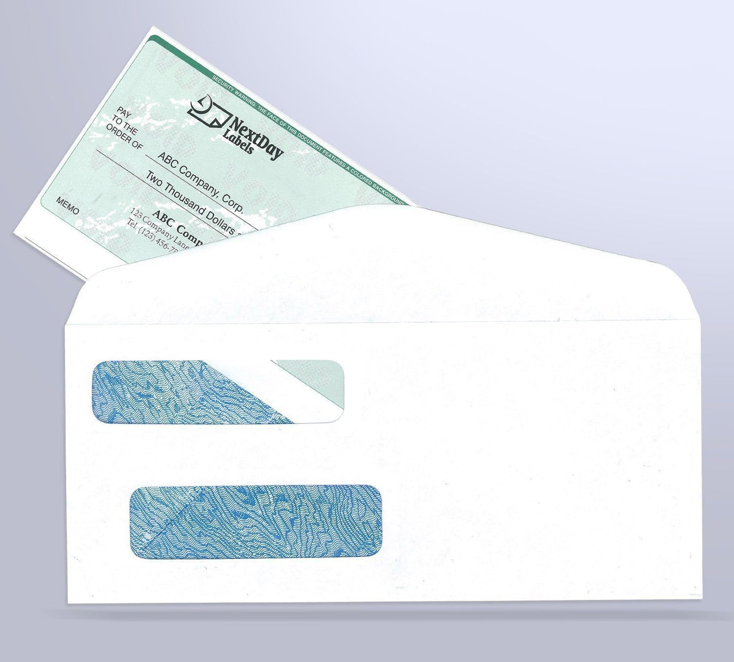 NextDayLabels - #9 Double Window Security Envelope (Regular Gum - 500 Per Pack)