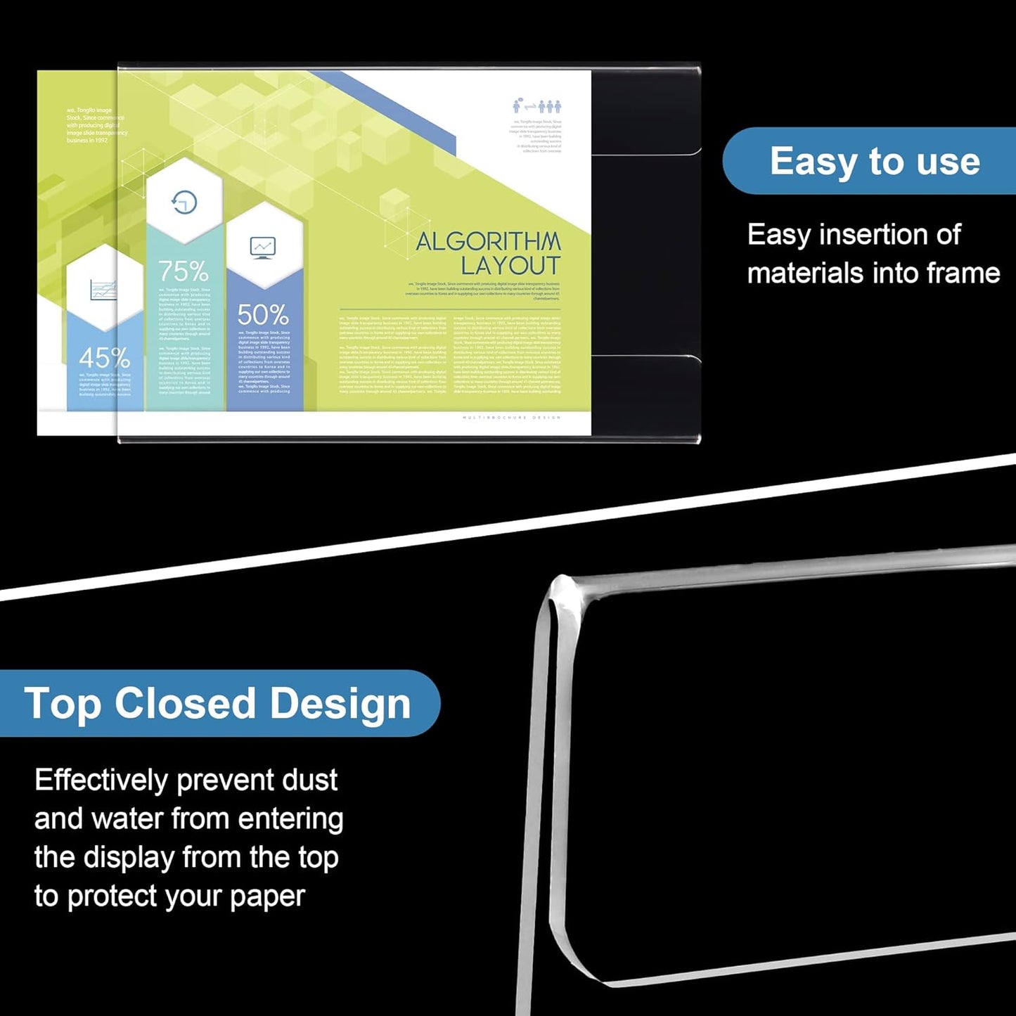 Lesnlok 10 Pack Wall Mount Acrylic Sign Holder 3x5 inch，with 3M Tape Adhesive for Office, Home, Store, Restaurant, No Drilling