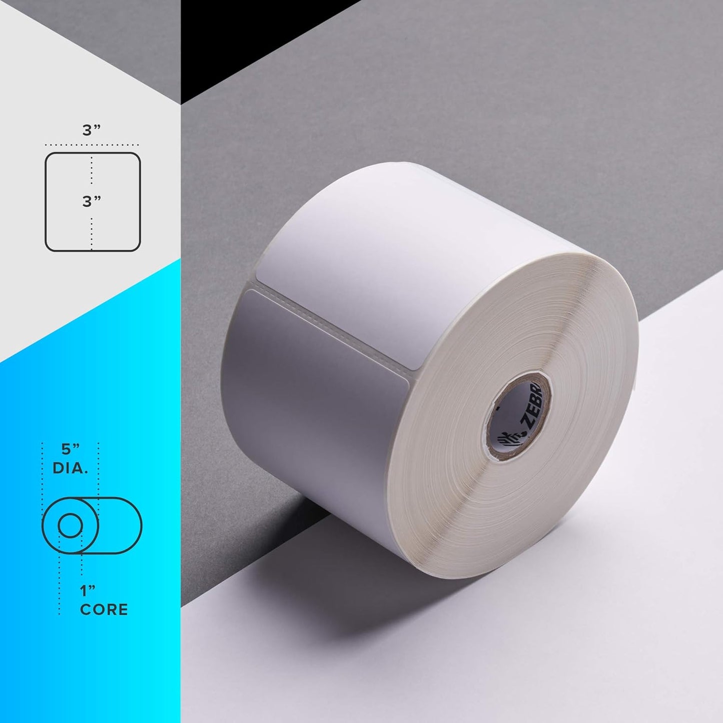 Zebra 3 x 3 in Direct Thermal Paper Labels Z-Perform 2000D Permanent Adhesive Shipping Labels 1 in Core 6 rolls 10031638SP