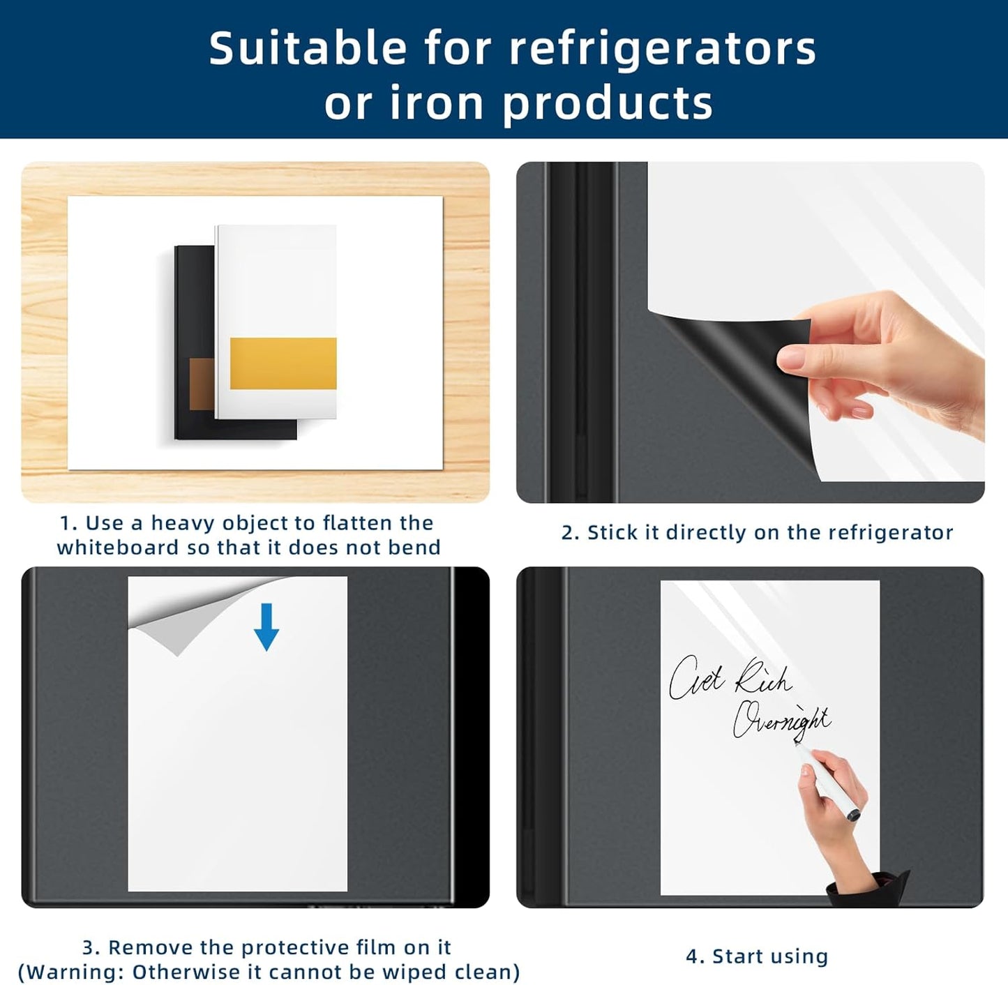 Magnetic Dry Erase Whiteboard for Refrigerators, 8" x 12" White Board on Wall for Organizer and Planner, Kitchen Fridge Shopping List with Marker