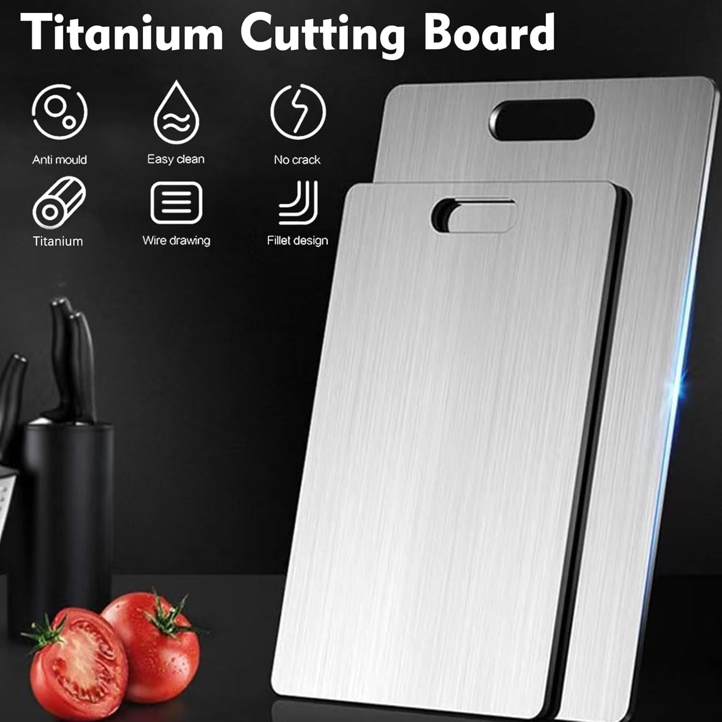 Titanium Cutting Board - 2 pack Titanium Cutting Boards for Kitchen,Double Sided Titanium Cutting Mat（9.25 * 12.99in）