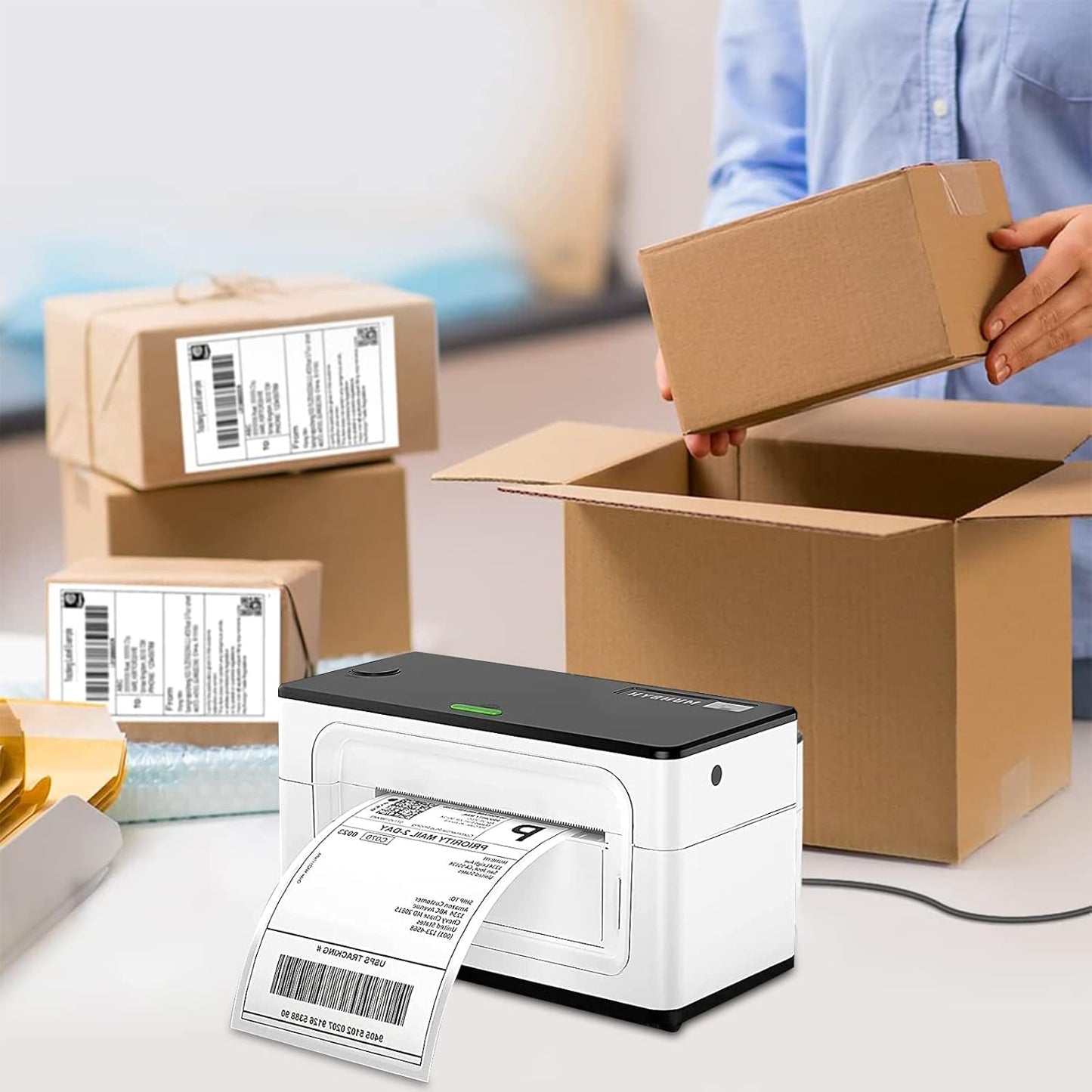 RyhamPaper 4" x 6" Direct Thermal Fanfold Labels - White, 1000 Labels