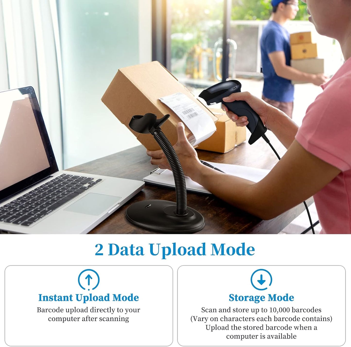 NETUM Bluetooth 1D Barcode Scanner with Stand 2.4G Wireless & Bluetooth & Wired CCD Scanner Gun for Supermarket, Store, Warehouse Handheld Bar Code Reader Work with Windows, Mac,Android, iOS -M6S