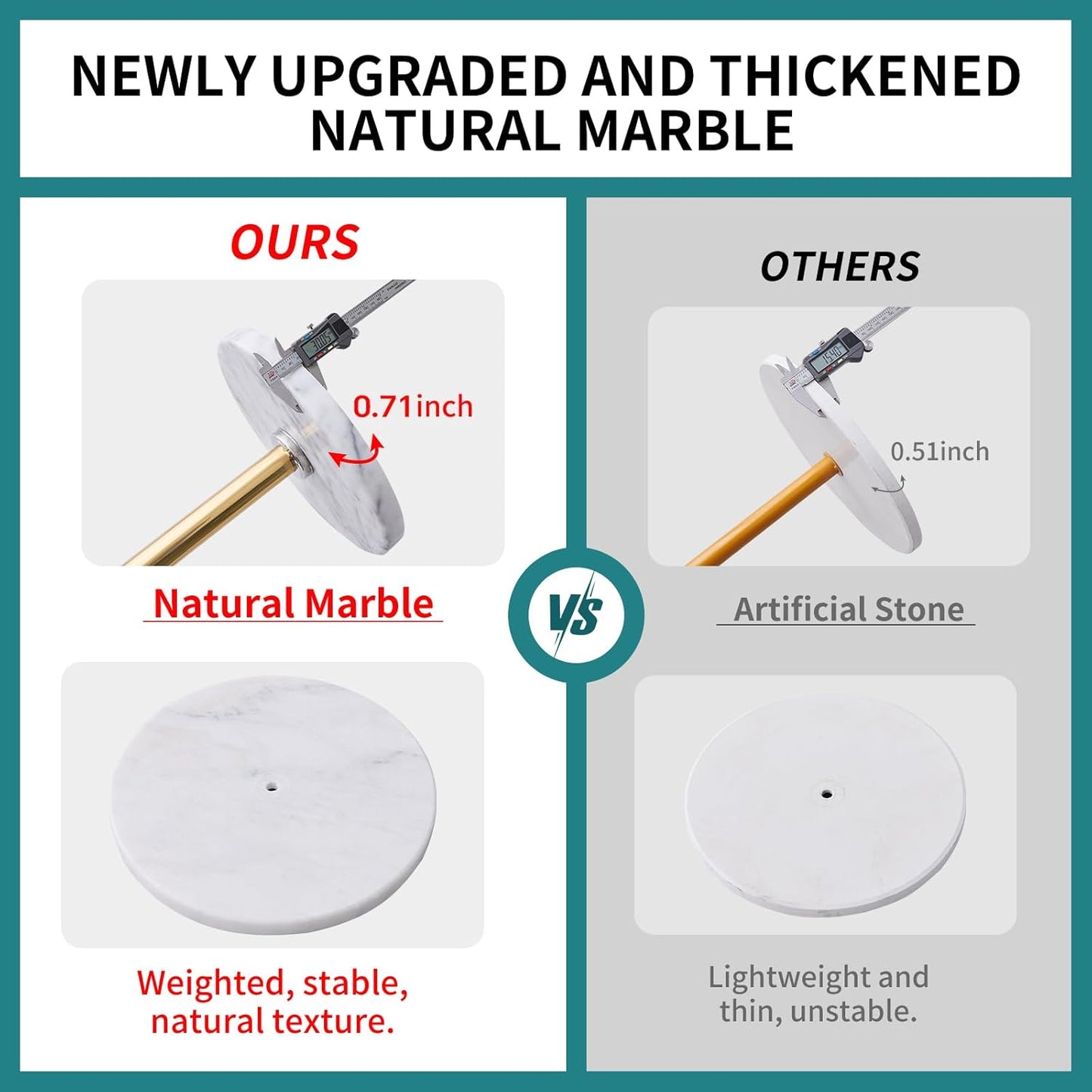 Coat Rack with Natural Marble Base, Solid Stainless Steel Coat Racks Freestanding, Coat Rack Stand with 8 Hooks, Coat Tree Hats Hanger for Entryway, Hallway (Golden)