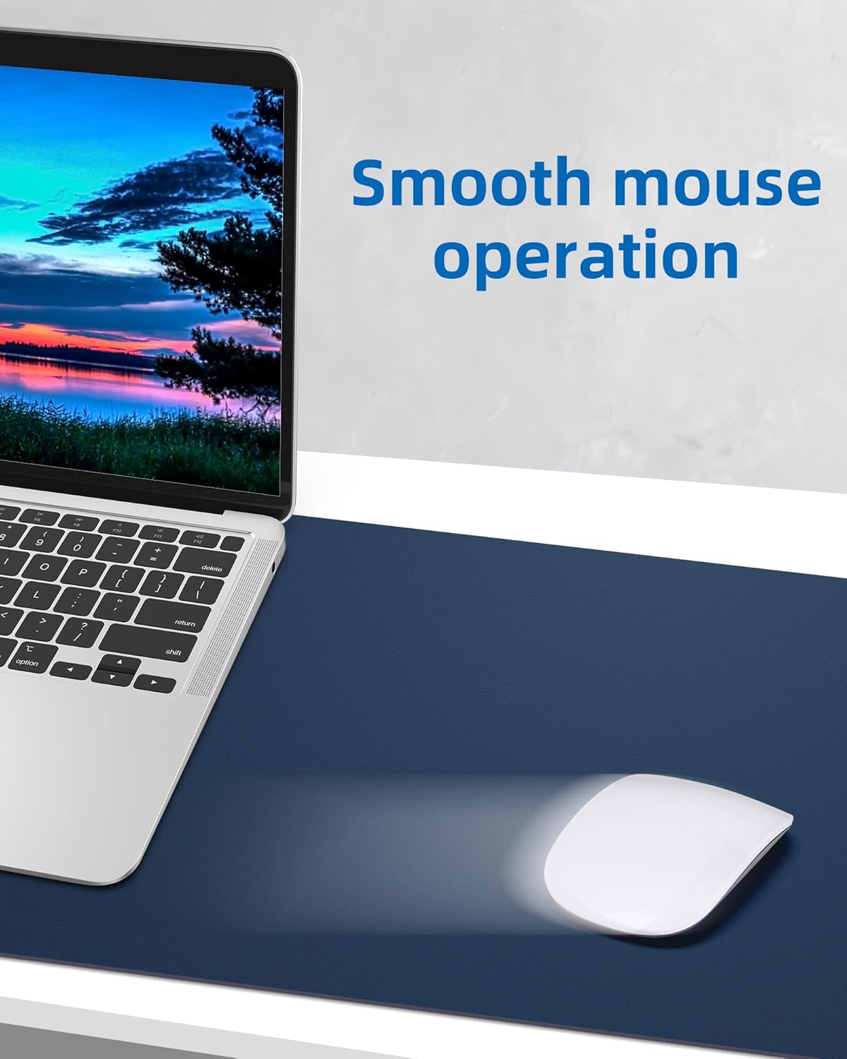 Non-Slip Desk Pad,Mouse Pad,Waterproof PU Leather Desk Protector,Ultra Thin Large Desk Blotter,Waterproof Keyboard mat for Office/Home/Decor(Midnight Blue 23.6" x 13")