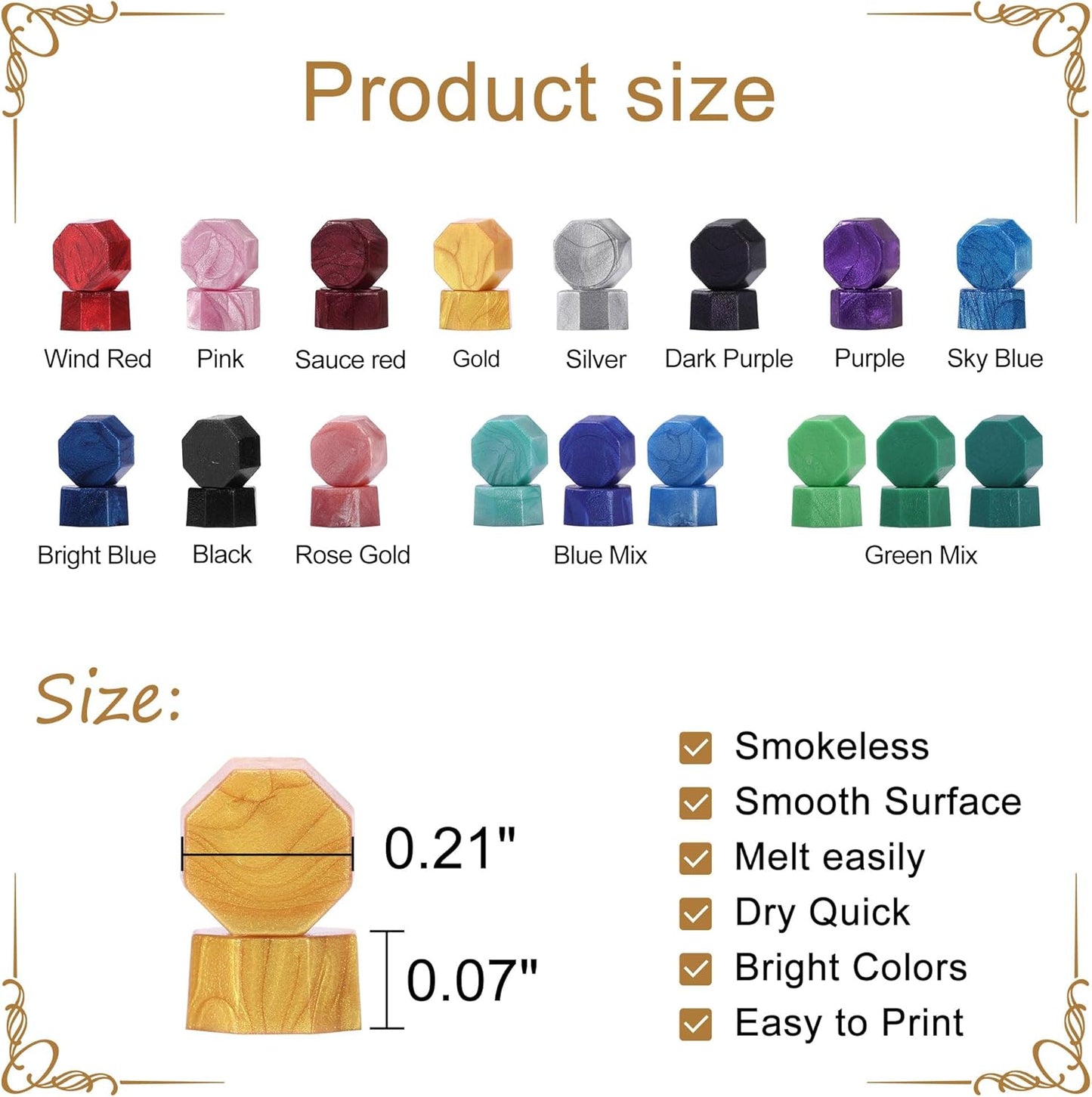 Yoption 300 Pieces Wind Red Wax Seal Beads, Vintage Octagon Wax Seal Beads with 4 Candles and 2 Wax Seal Melting Spoons for Wax Seal Stamps (Wind Red)