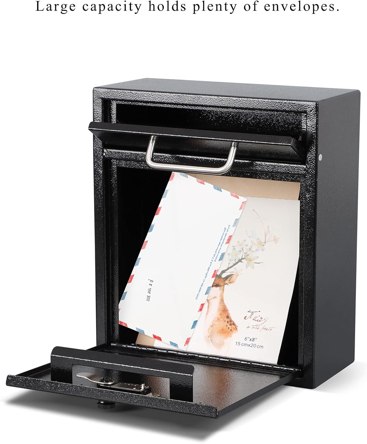 KYODOLED Steel Combination Lock Mail Boxes Outdoor,Locking Wall Mount Mailbox,Security Key Drop Box,12H x 10.51L x 4.68W Inches,Black Large