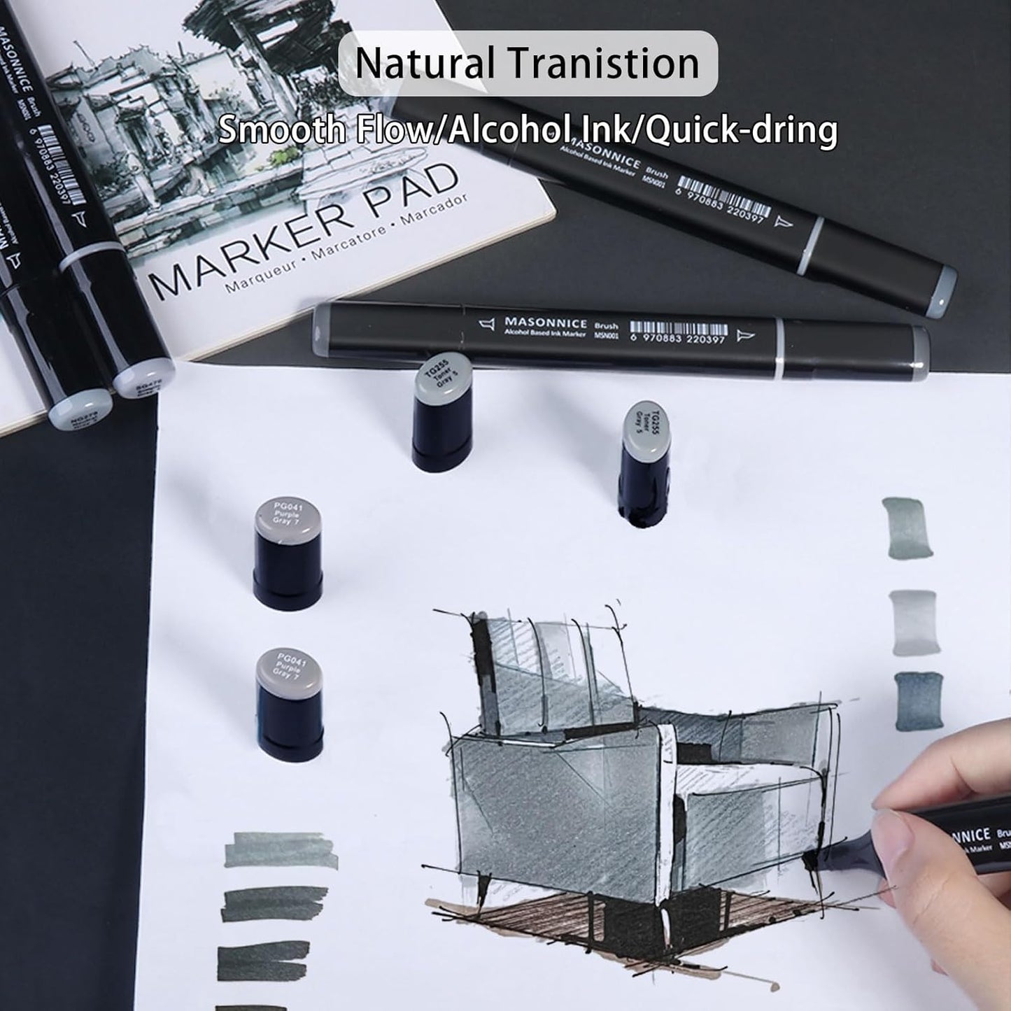 Gray Grey Alcohol Markers Brush Tip, 20pc Cool Warm Grey Markers Set for Adults Artist Coloring Book Shading Layering Drawing Sketching Brush Chisel Tips Gifts