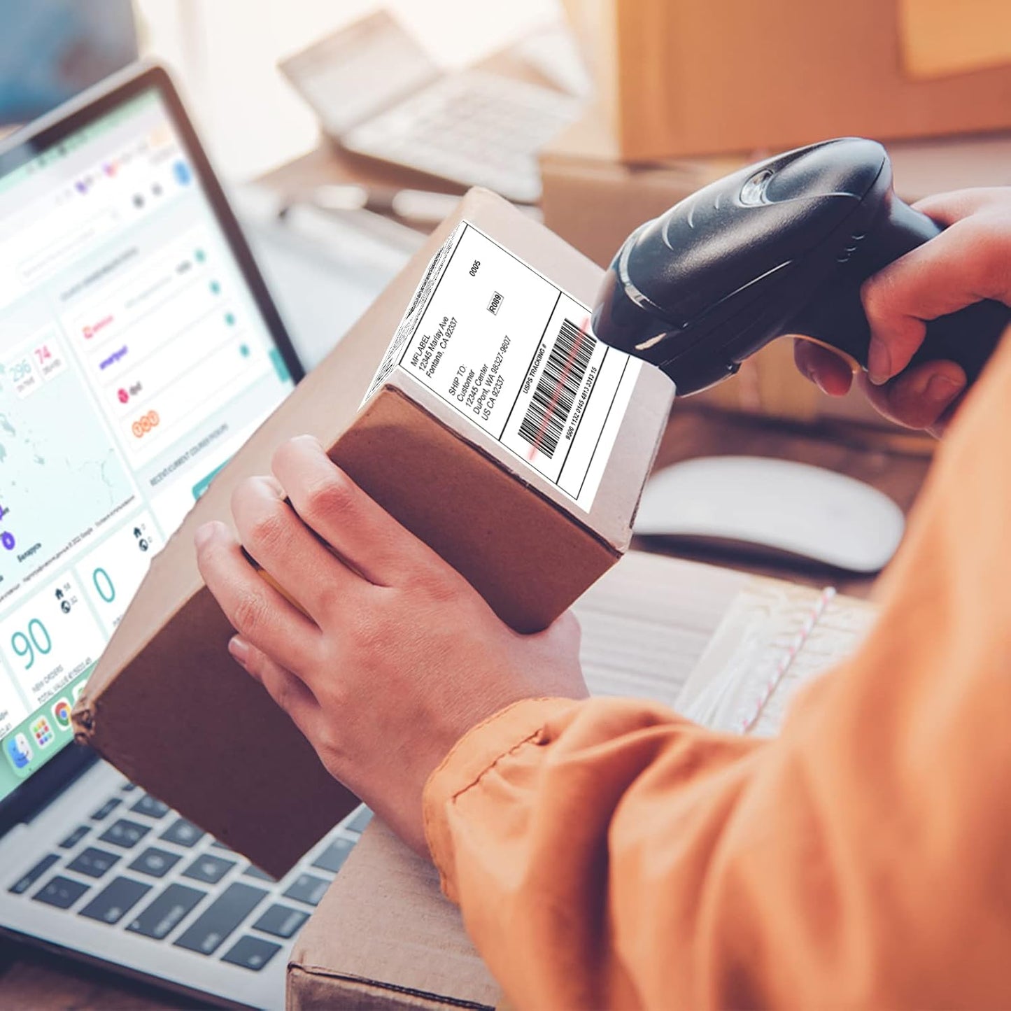 MFLABEL Half Sheet Shipping Labels - 1000 Sheets (2000 Labels) 8.5" x 5.5" Self-Adhesive Address Labels for Laser & Inkjet Printers, Packaging Labels for Shipping Includes Free Fragile Stickers