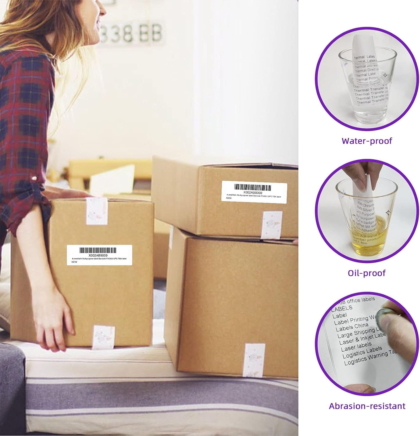 AveneMark 12 Rolls 3" x 1" Direct Thermal Labels for Barcodes Postage Address Shipping Labels Compatible with Rollo & Zebra Desktop Printers Adhesive - 1300Pcs/Roll