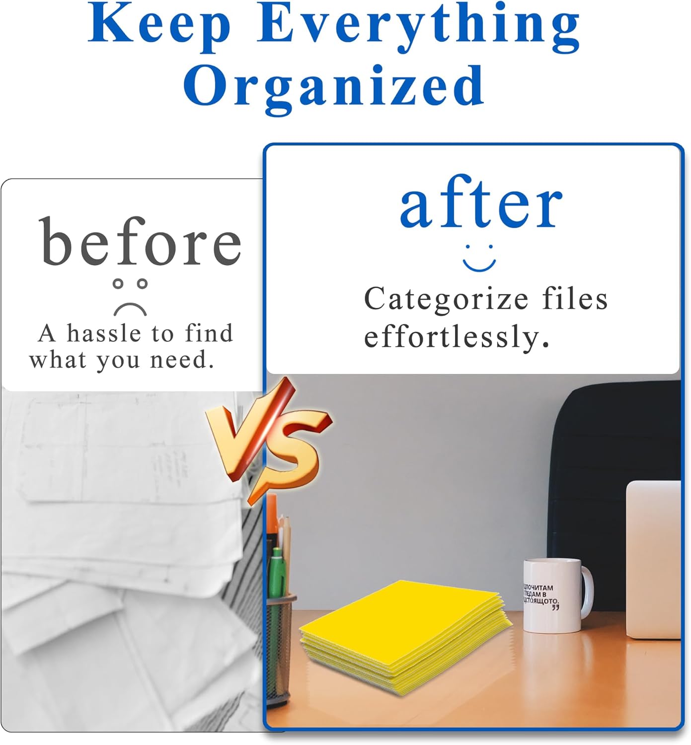 Zzrywuty 100 Packs Two Pocket File Folders with Business Card Slot,Textured Paper,Letter Size,Holds 100 Plus Sheets for School,Office,Business,Yellow