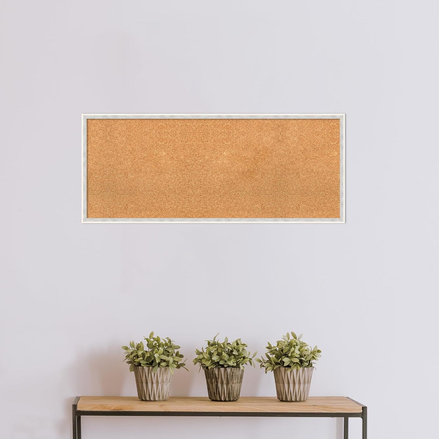 Amanti Art Natural Cork Board for Wall, 17x41 Vision Board with White Frame, Large Corkboard Office Decor for Home Organization, Modern Corkboard Pinboard to Display Items for Home Organization in