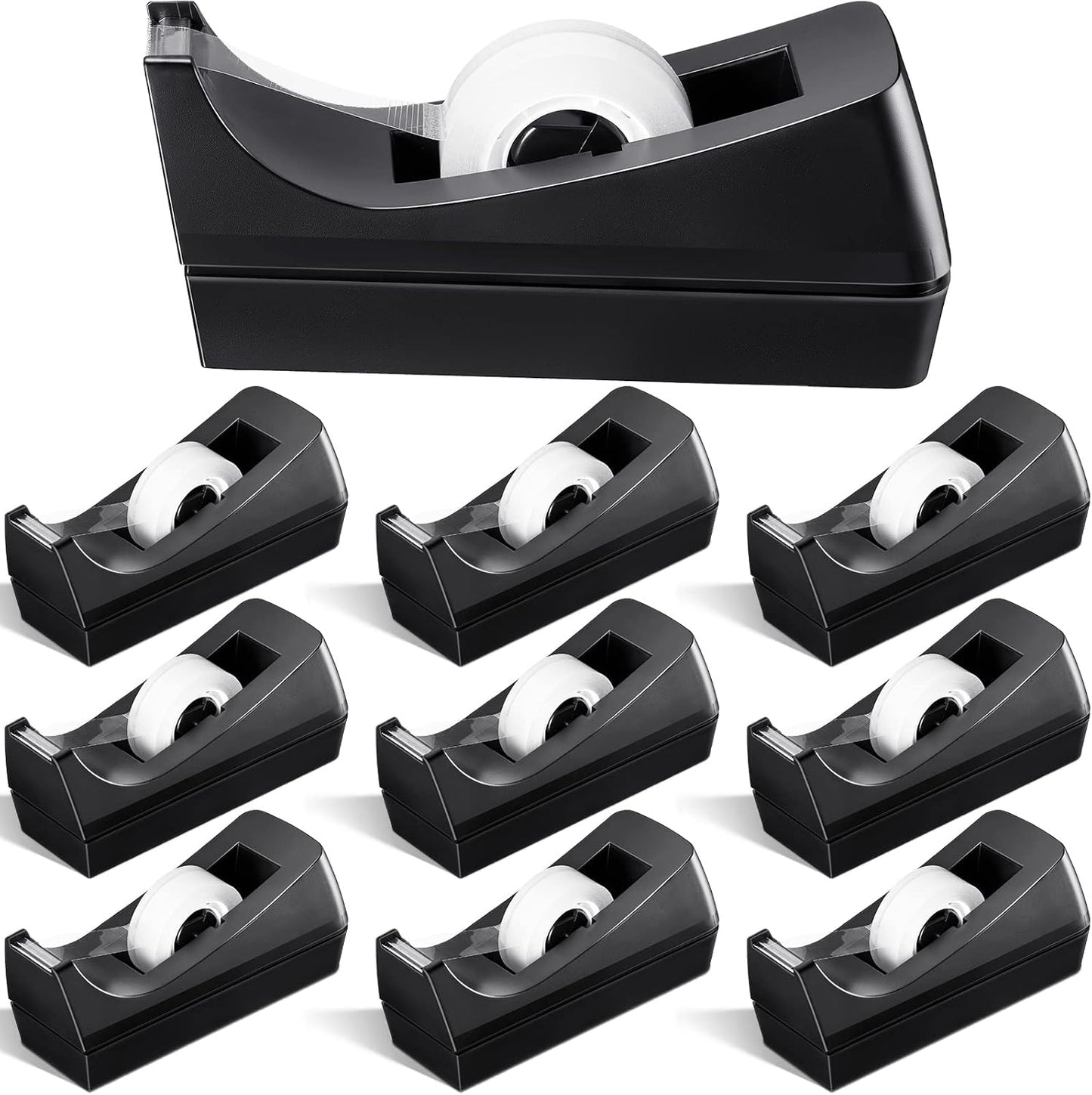 10 Pack Desktop Tape Dispenser Tape Roll Non Skid Base Tape Dispensers for Office Home School (Tape Not Included)