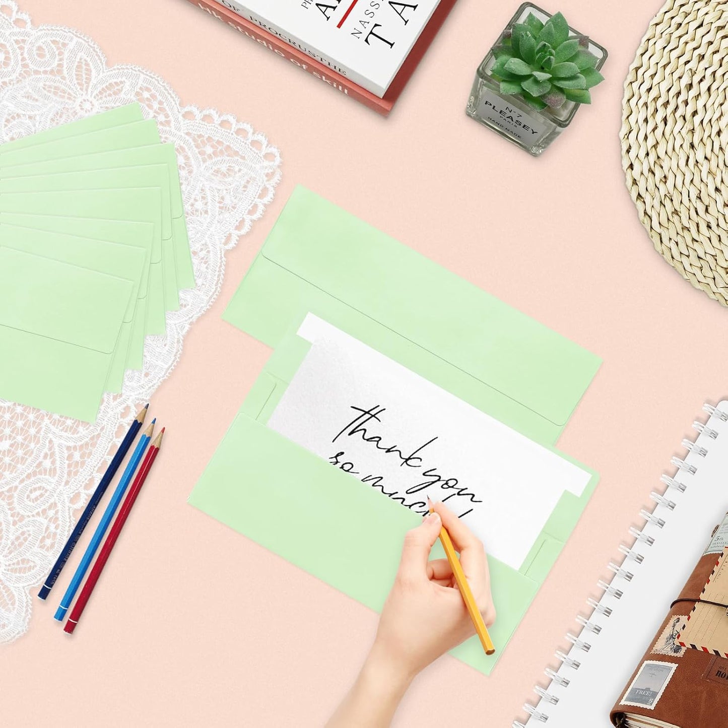 50 Pack #10 Business Envelopes, Light Green Standard Envelopes Self Seal, Letter Size Mailing Envelopes for Checks Letters Invoices Statements Christmas Birthday Graduation Wedding, 4 1/8 x 9 1/2 Inch