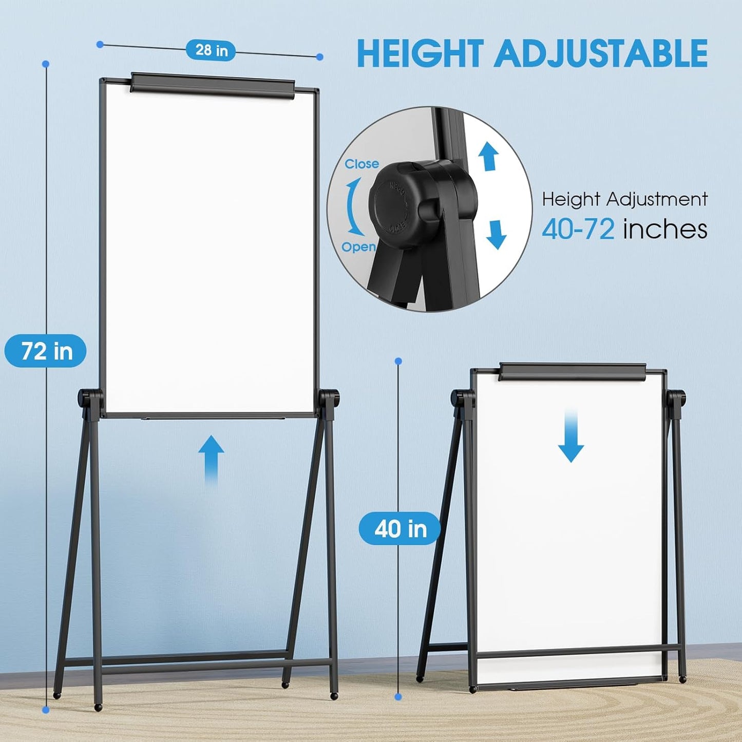 MaxGear Large White Board Easel Stand, 40" x 28" A-Stand Double Sided Magnetic Dry Erase Board with Height Adjustable and 360°Rotation, Portable Classroom Easel for School or Teaching at Home, Office