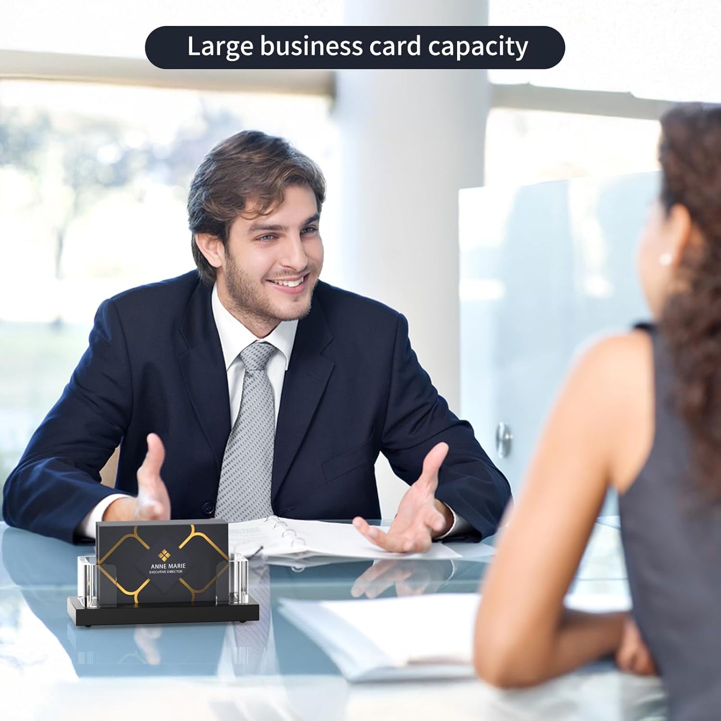 Acrylic Business Card Holder for Desk,Business Card Stand,Clear Business Card Display,Desk Business Card Holders,Business Card Display Stand,Acrylic Business Card Holder Display,Black 4 Pcs