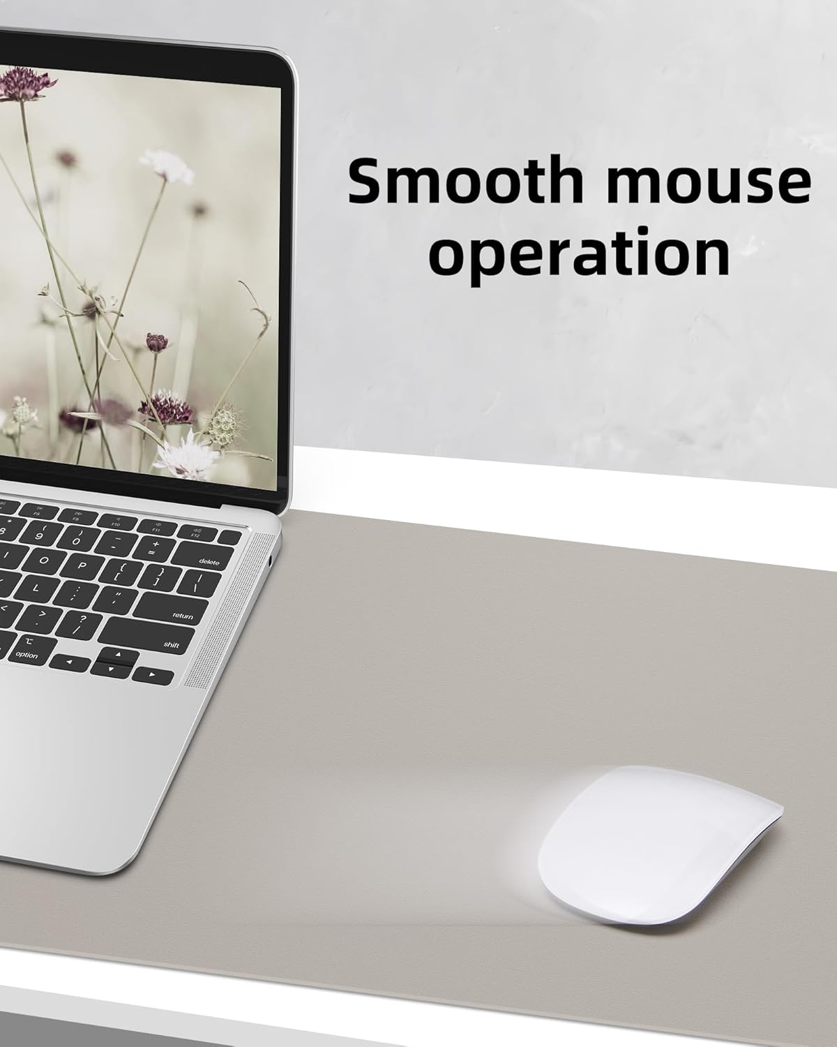 AFIING Leather Desk Pad Protector,Mouse Pad,Office Desk Mat, Non-Slip PU Leather Desk Blotter,Large Desk mat,Waterproof Keyboard mat for Office/Home/Decor (Light Grye,48"" x 17"")