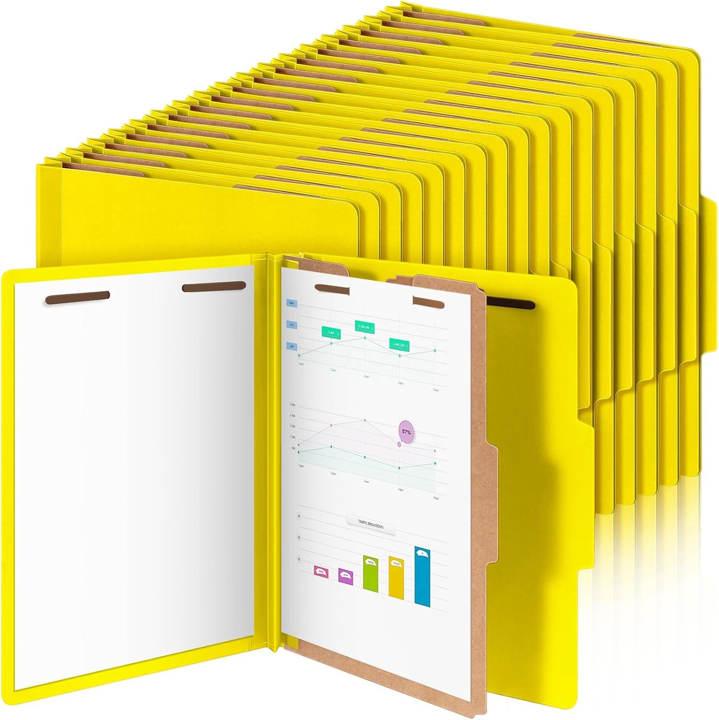 72 Pcs Classification Folders Letter Size, 1 Divider Pressboard File Folder with Fasteners, Expanding File Organizer Bulk for Teachers, Clergy, Office, Church, Christmas Donations (Yellow)