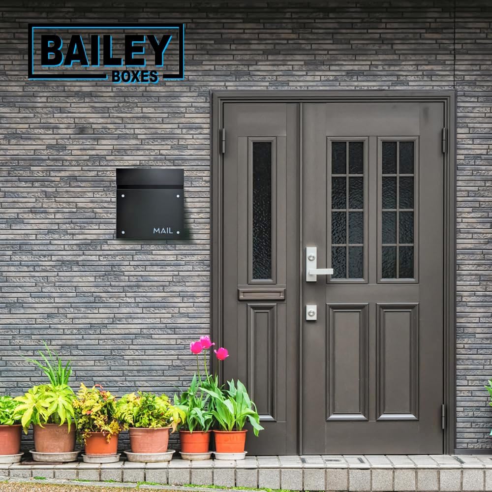 Wall-Mounted Modern Locking Mailbox from Bailey Boxes: Enhance Your Home with The Dalton - 14.25" H x 14" W x 5.75" D. Elevate Your Space with This Stylish Addition.