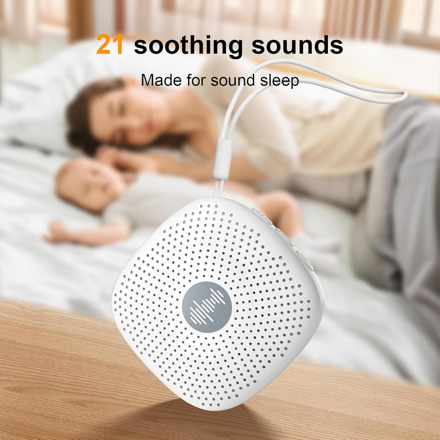 White Noise Machine,Portable Sound Machine for Baby Adult,21Soothing Sound,Auto-Off Timer,Noise Canceling for Office & Sleeping, Compact Size for Home,Travel,Registry,White